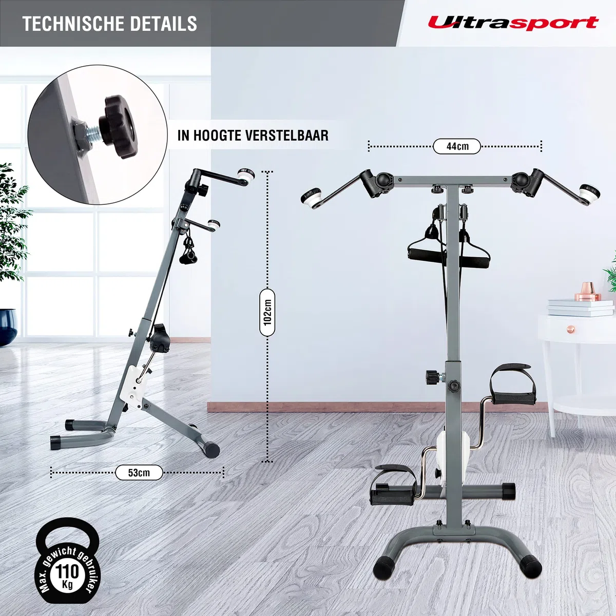 Ultrasport Senior Fitness, Vitality Trainer, Senior F-Bike, Mini Cross Trainer, Recumbent Exercise Bike, Foldable