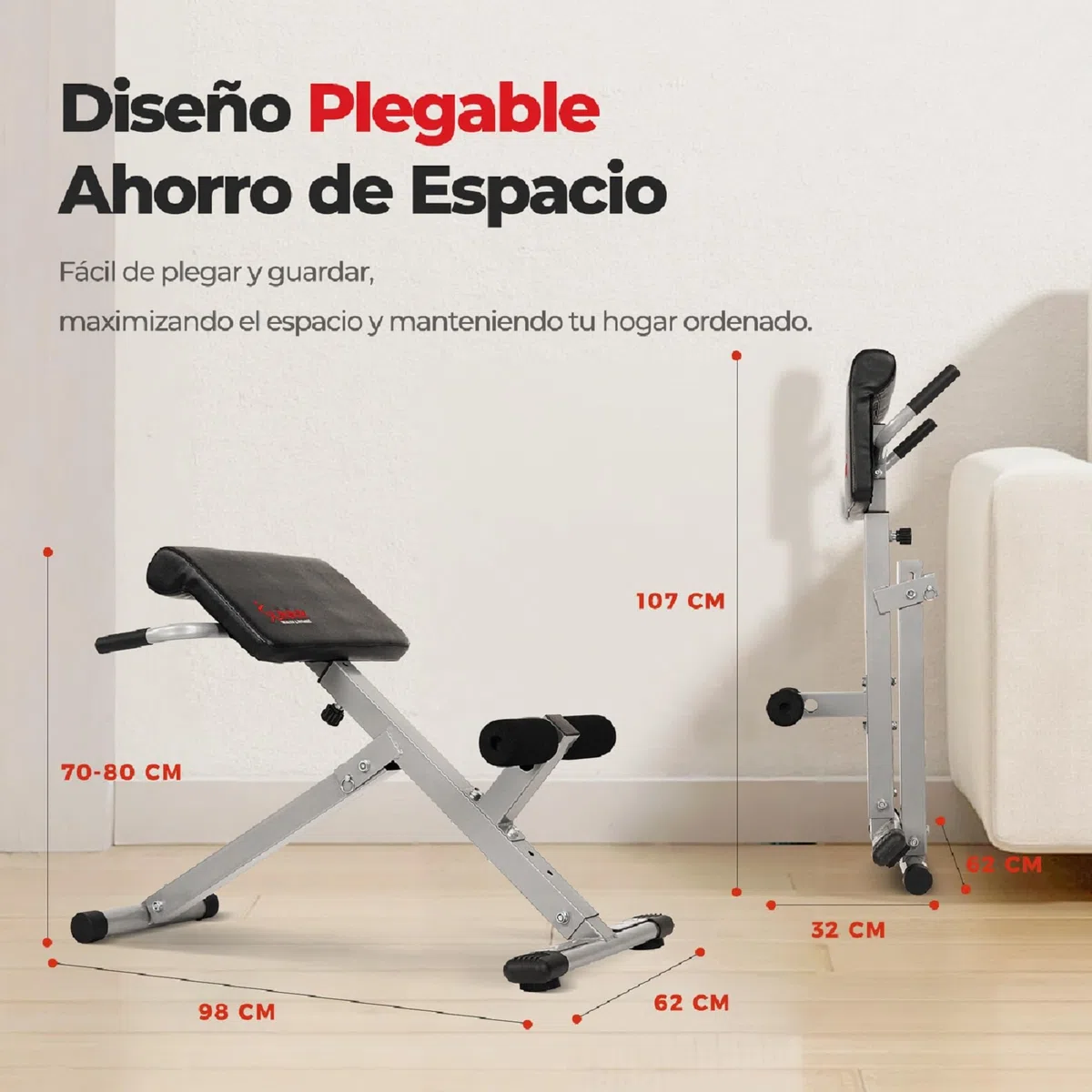 Sunny Health & Fitness Silla Romana, Banco para Sentarse para Entrenamientos de Glúteos y Abdominales para el Hogar, Inclinación de Ajuste Opcional y Silla Romana Multifunción de Alta Resistencia