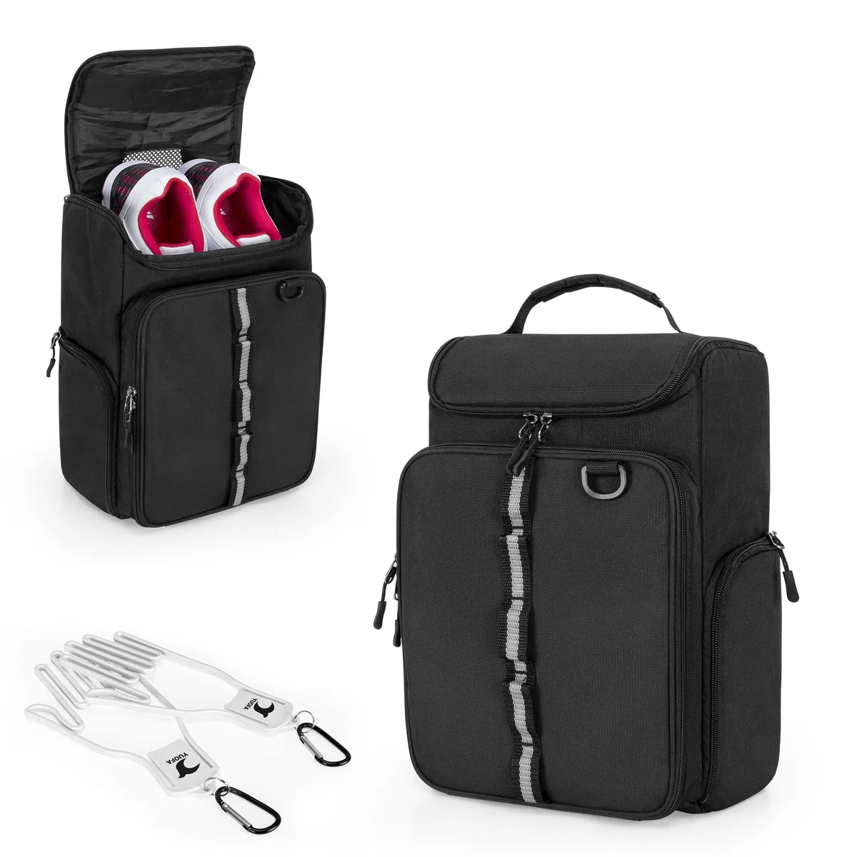 GOBUROS Bolsa para Zapatos de Golf con Capacidad para un par de Zapatos de Hombre US 14, con Soportes para Guantes, Bolsillos Delanteros y Laterales para Accesorios