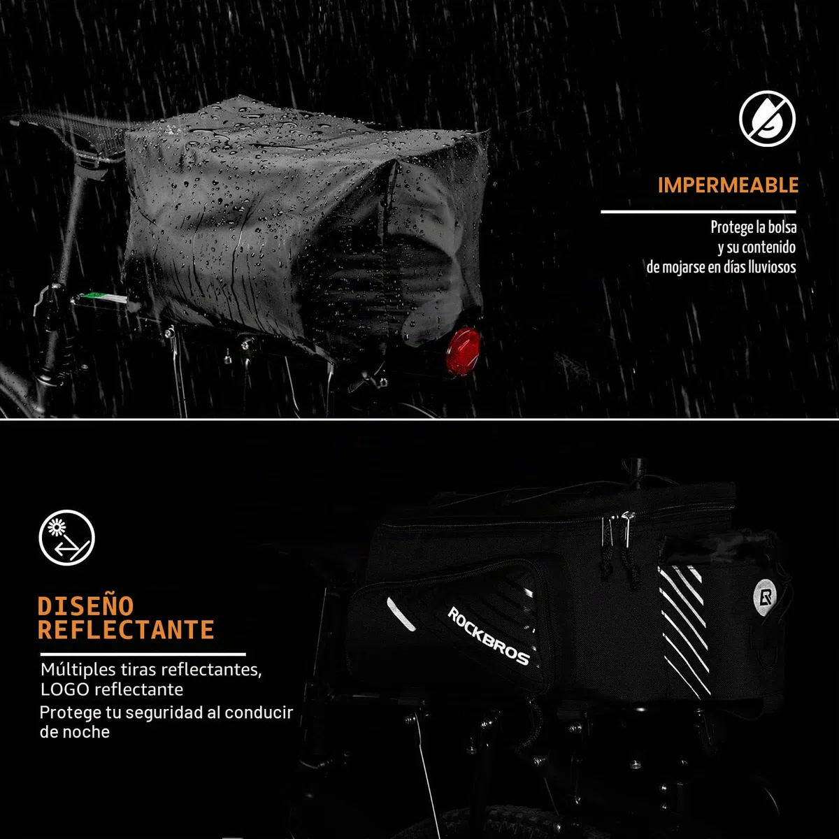 ROCKBROS Bolsa Trasera de Bicicleta para Portaequipajes Alforja Multifuncional Extensible 9-12L para Asieto con Funda Impermeable para MTB Bicicleta Carretera Viaje