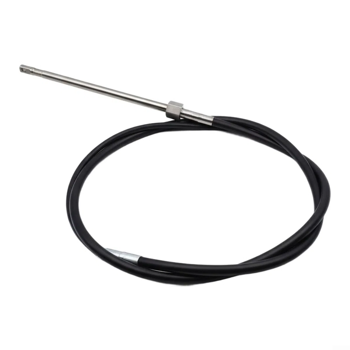 Cable de dirección de barco de grado marino, kit de timón fuera de borda giratorio para funda para pesca lanchas inflables negro (12 pies)