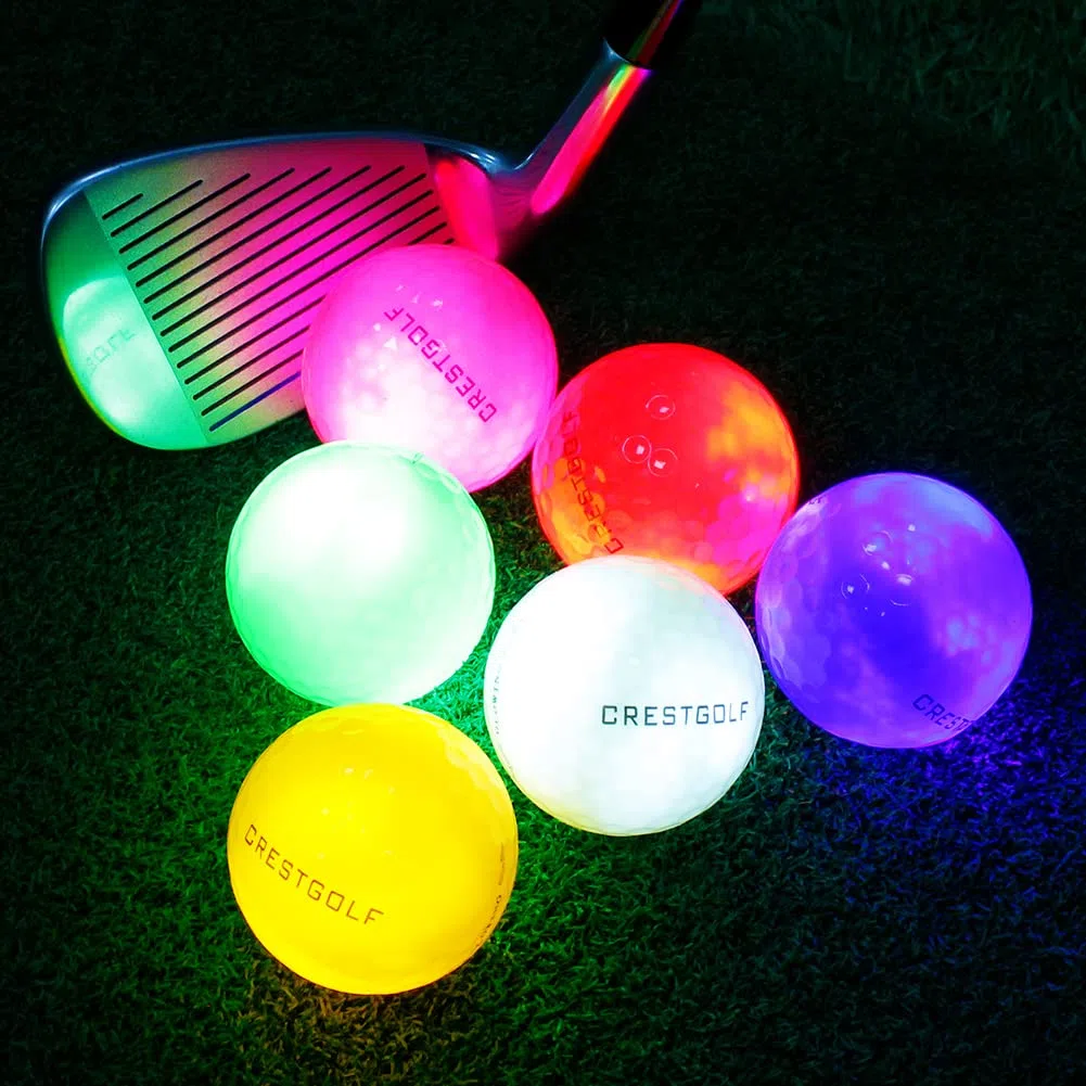 CRESTGOLF 3 unidades/6 bolas de golf LED brillantes para la noche, 4 luces LED, bolas de golf muy brillantes y perfectas para golf de larga distancia