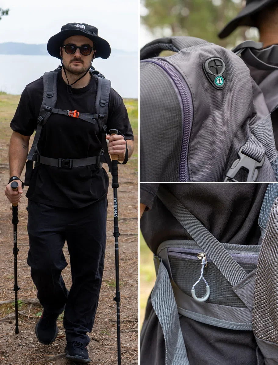 Mochila Trekking y Senderismo 60 Litros, Mochila Impermeable para Montaña, Camino de Santiago y Acampada con Múltiples Compartimentos. (Negro)