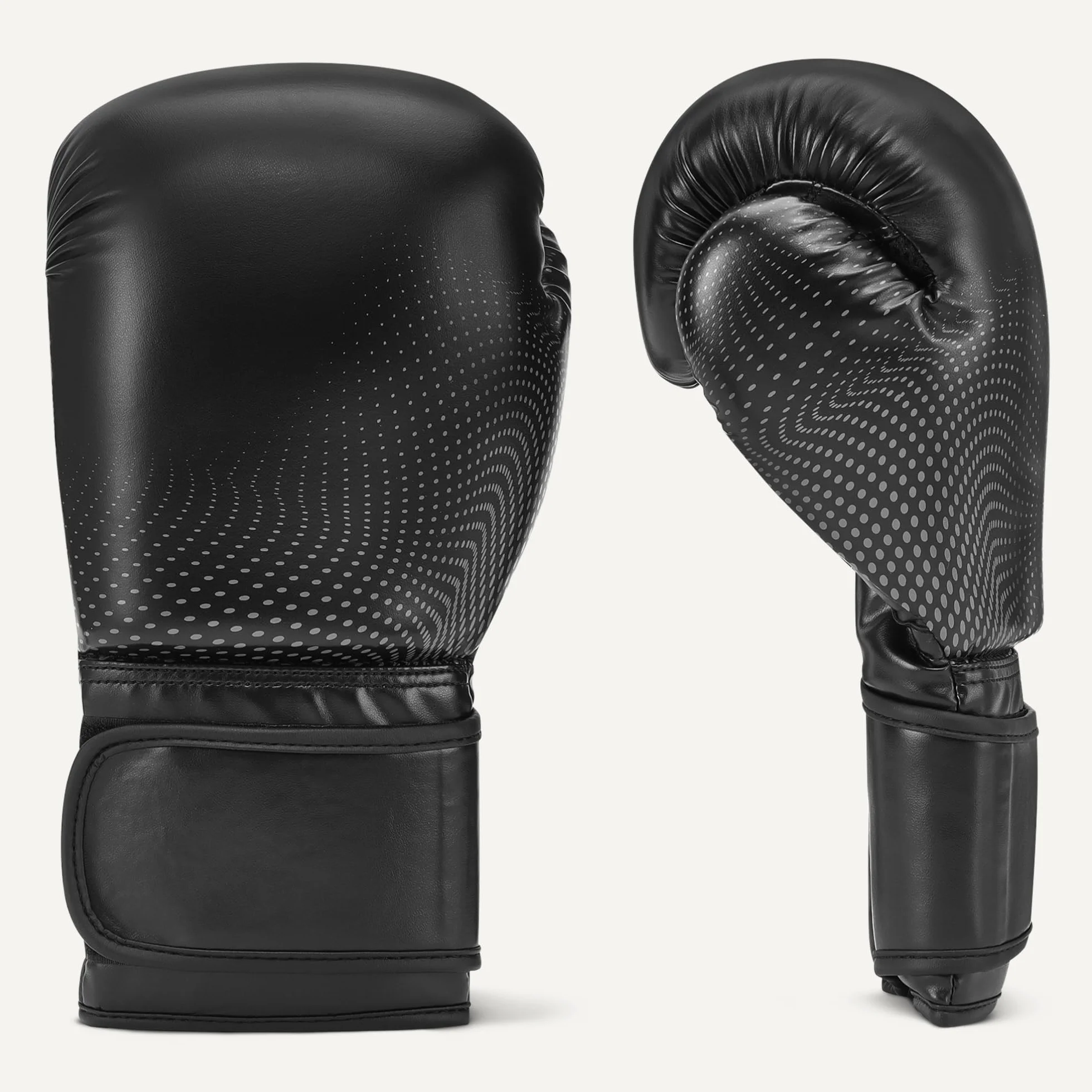 Amazon Basics Guantes de Boxeo de Cuero Sintético para Entrenamiento, Sparring, MMA, Muay Thai - Negro