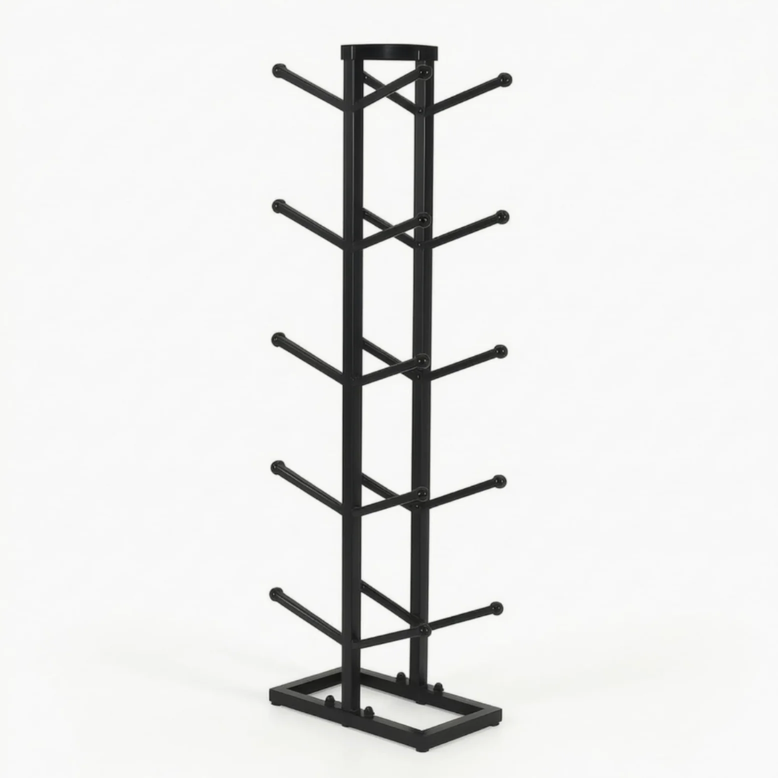 Yajuyi Estante para Balones Organizador de Pelotas Soporte Almacenamiento Exhibidor Estructura de Cinco Niveles Hierro Tubular Base Estable Ahorro de Espacio
