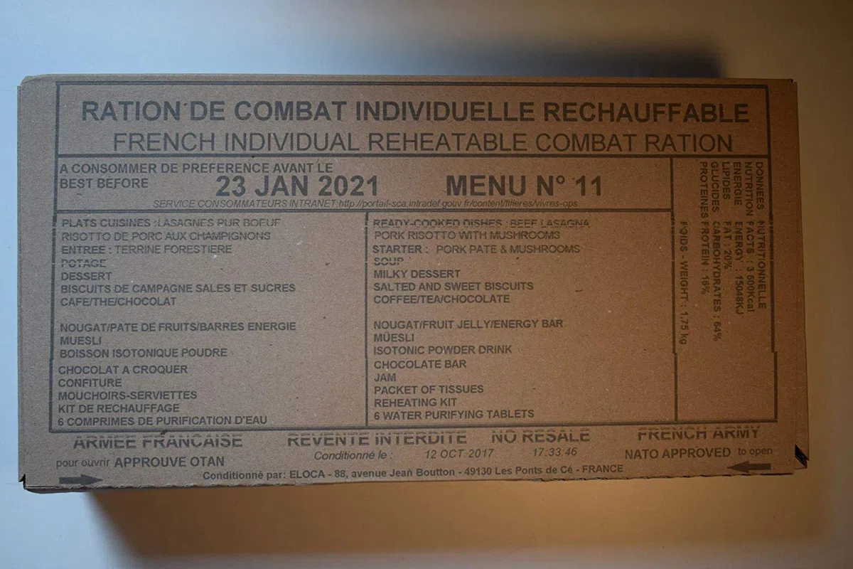 Mre Ración de combate francesa 24 horas Calentamiento individualmente