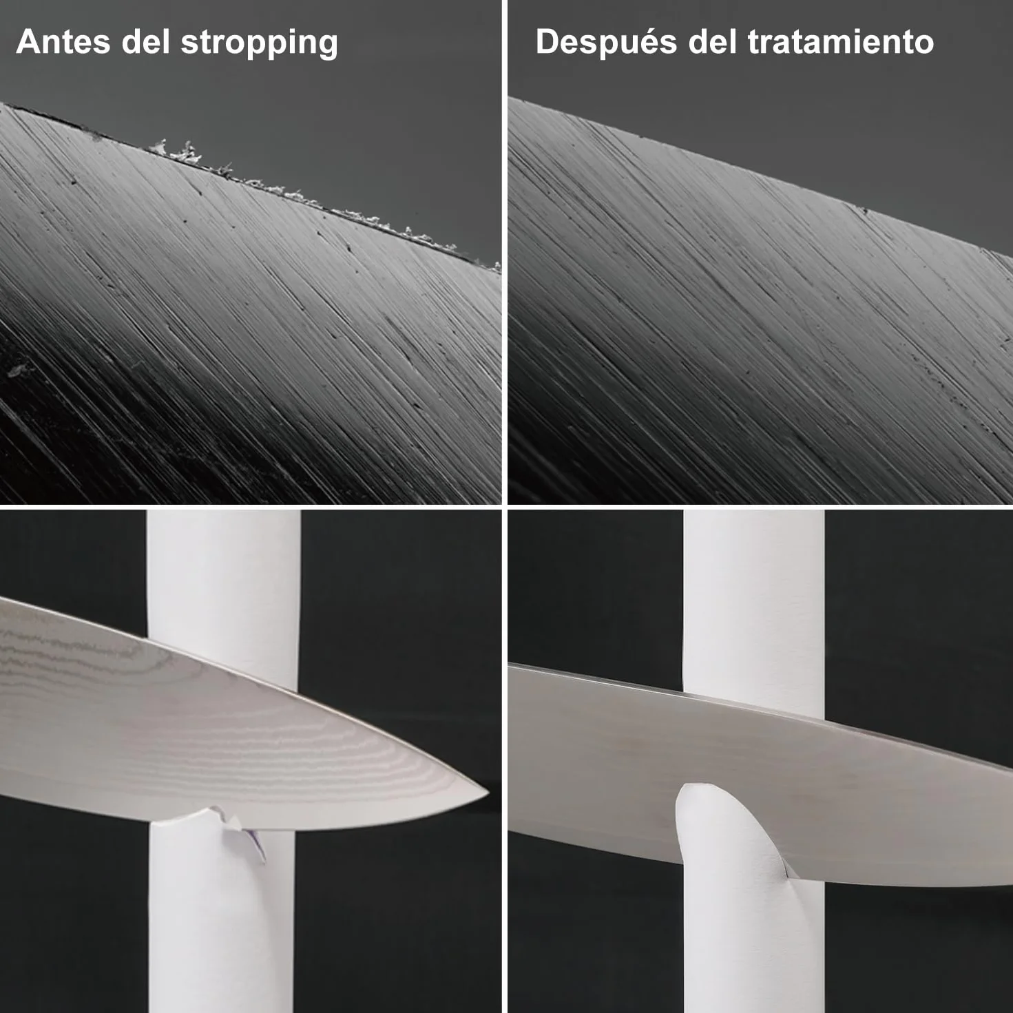 SHARPAL 205H Kit de gamuza de cuero de doble cara (330 x 60 mm) con 53g de pasta de pulir y guía de ángulos, bloque de gamuza para afilar y pulir cuchillos, Afilador de cuchillos profesional