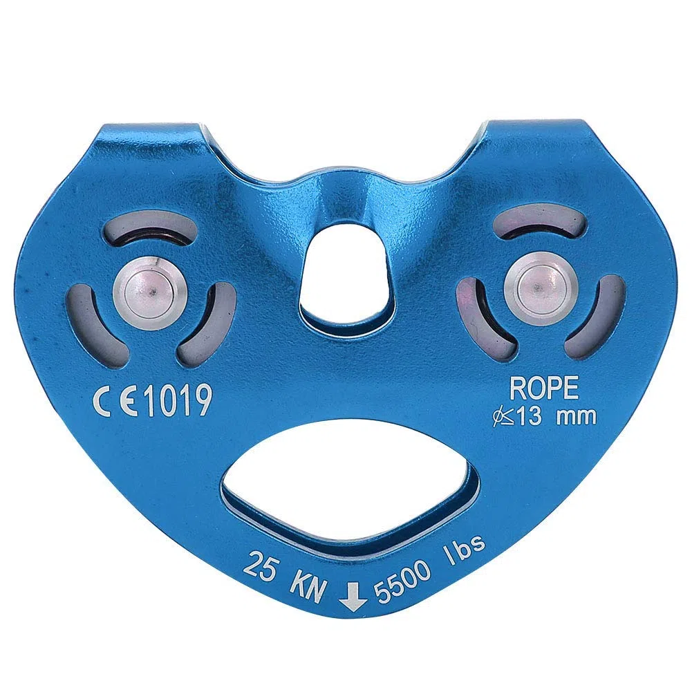 MAGT Polea de Escalada 30KN Polea Doble Zip Line Rescue Cable Trolley Equipo para Escalada en Roca Al Aire Libre Polea Escalada Polea Doble(Color : Azul)
