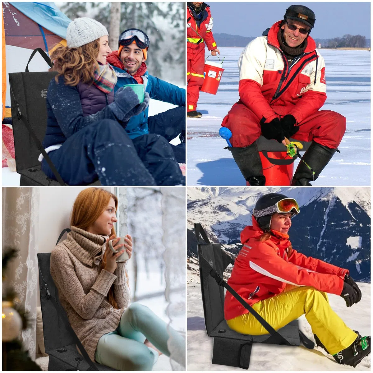 Cojín térmico para asiento de estadio, inalámbrico, recargable, batería USB de 149 F, almohadilla térmica portátil para acampar al aire libre, pesca, 3 ajustes de calor (banco de energía no incluido)