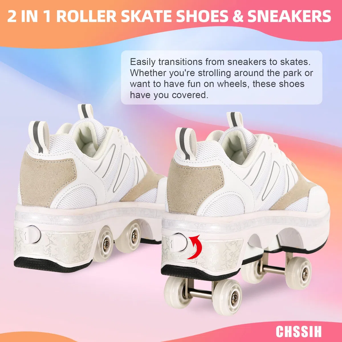 Zapatos De Patinaje sobre Ruedas para Mujer con Ruedas RetráCtiles | Zapatos con Ruedas para NiñOs Y NiñAs, DeformacióN Al Aire Libre Regalo De CumpleañOs Y Navidad