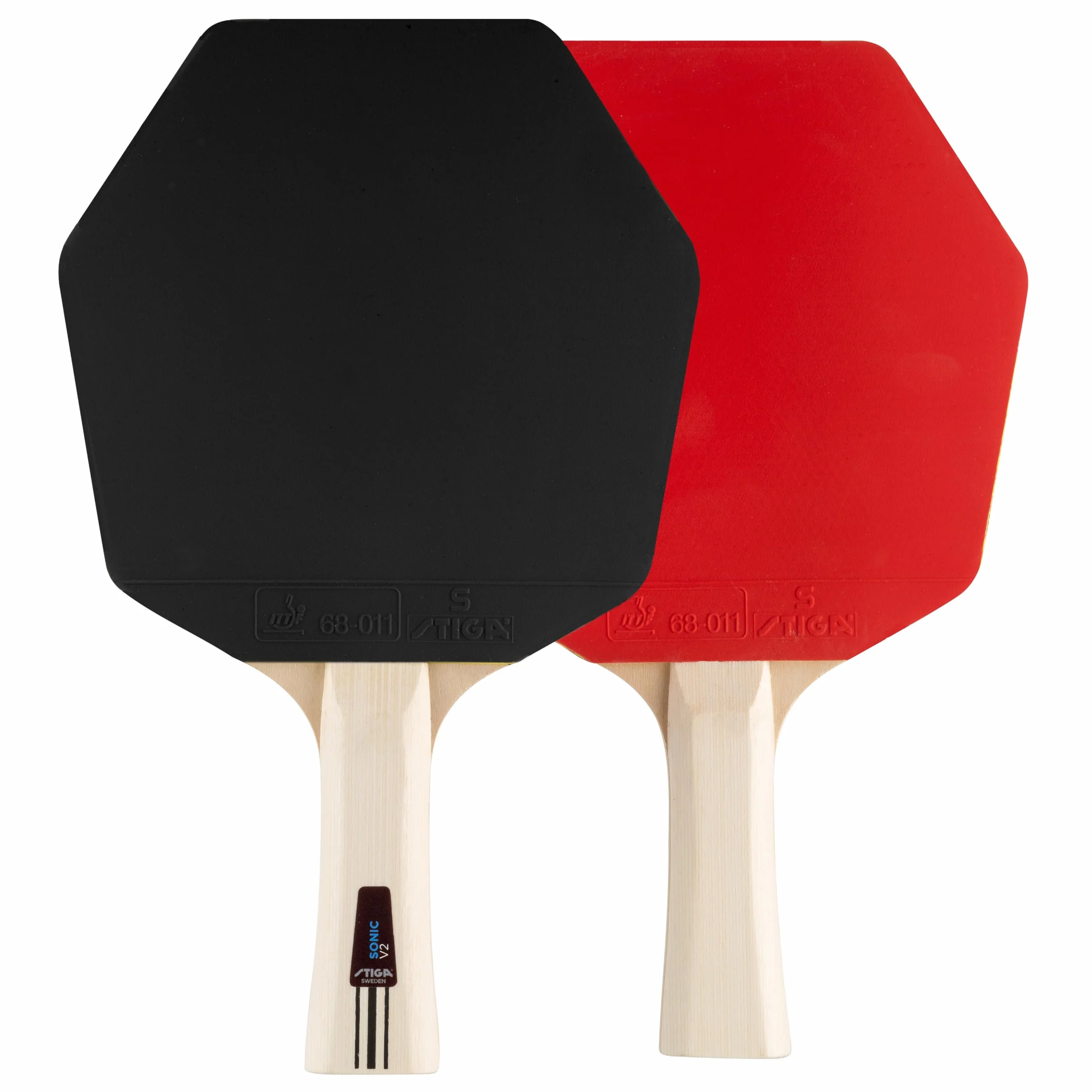 STIGA Sonic V2 Set de Tenis de Mesa Dos Raquetas Cybershape y Tres Pelotas, Goma aprobada por la ITTF, Principiantes, Familias y Jugadores Ocasionales