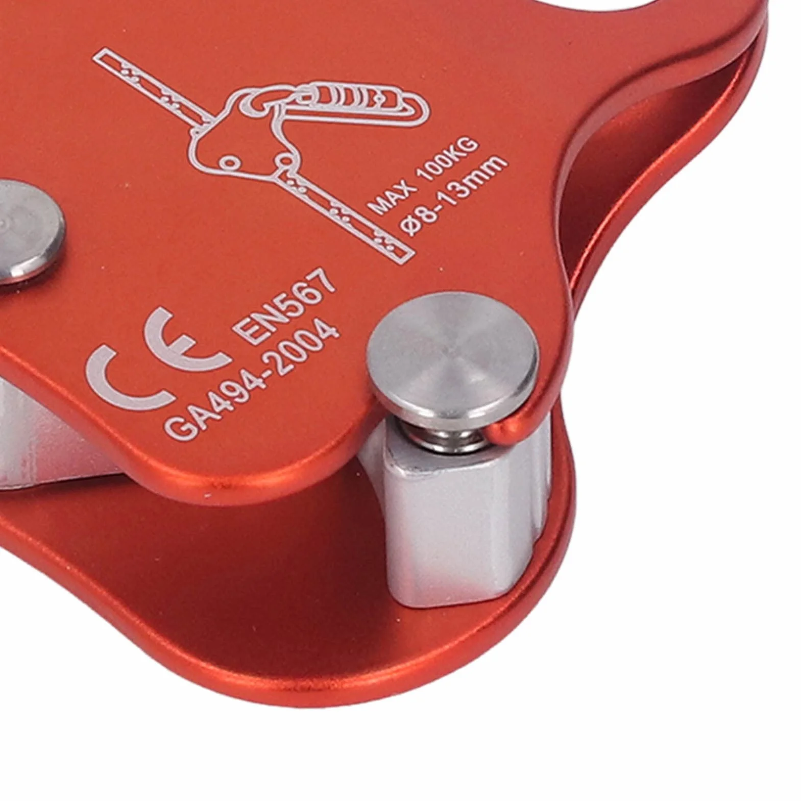 Keenso Agarre para Cuerda de Escalada Aleación de Aluminio Autoblocante 8‑13 Mm Tapón de Agarre para Cuerda de Escalada para Escalada Al Aire Montañismo (Naranja)