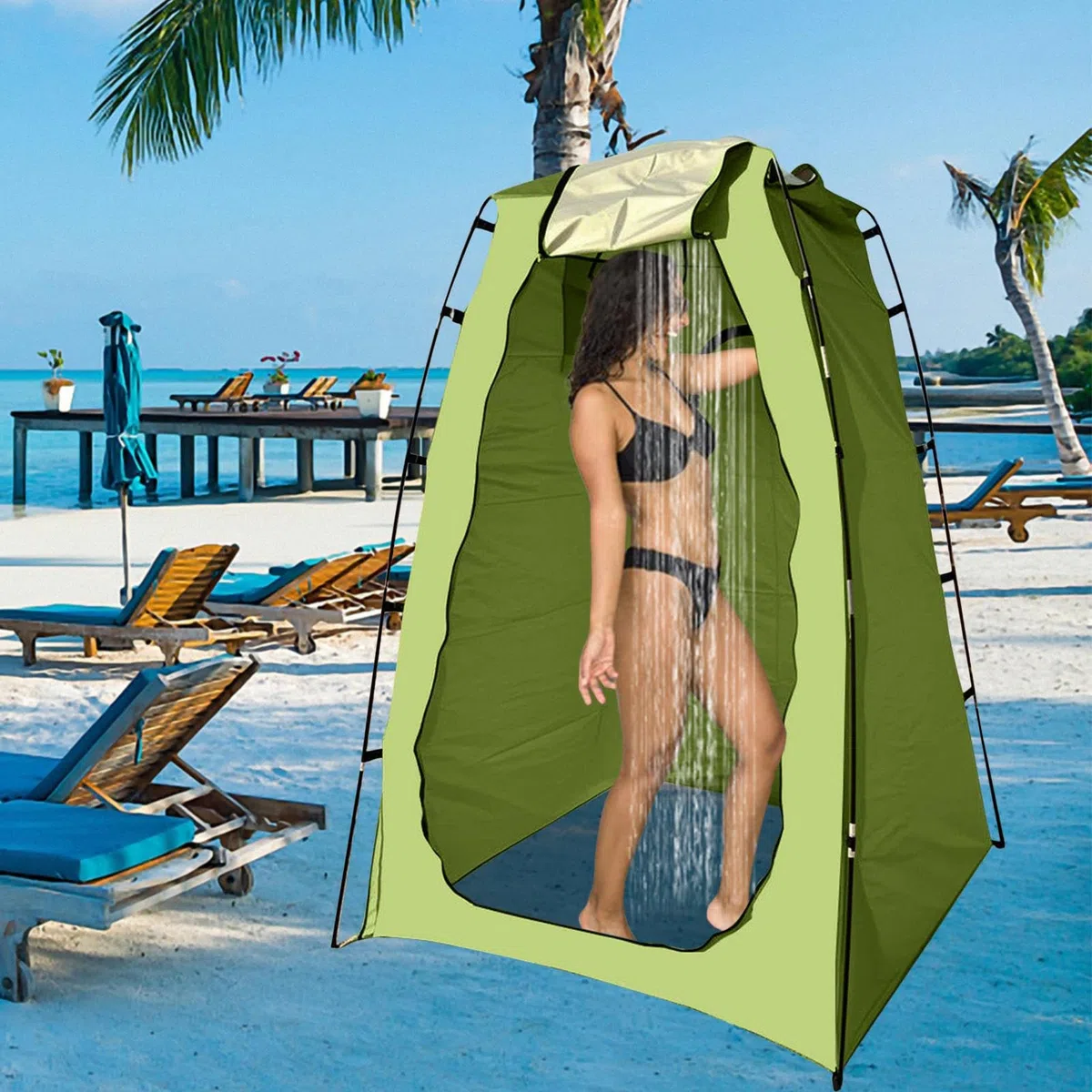 Tienda de Ducha Portátil | Vestidor Portátil para Aseo,Tienda Camping 4 en 1 Resistente al Viento con Privacidad