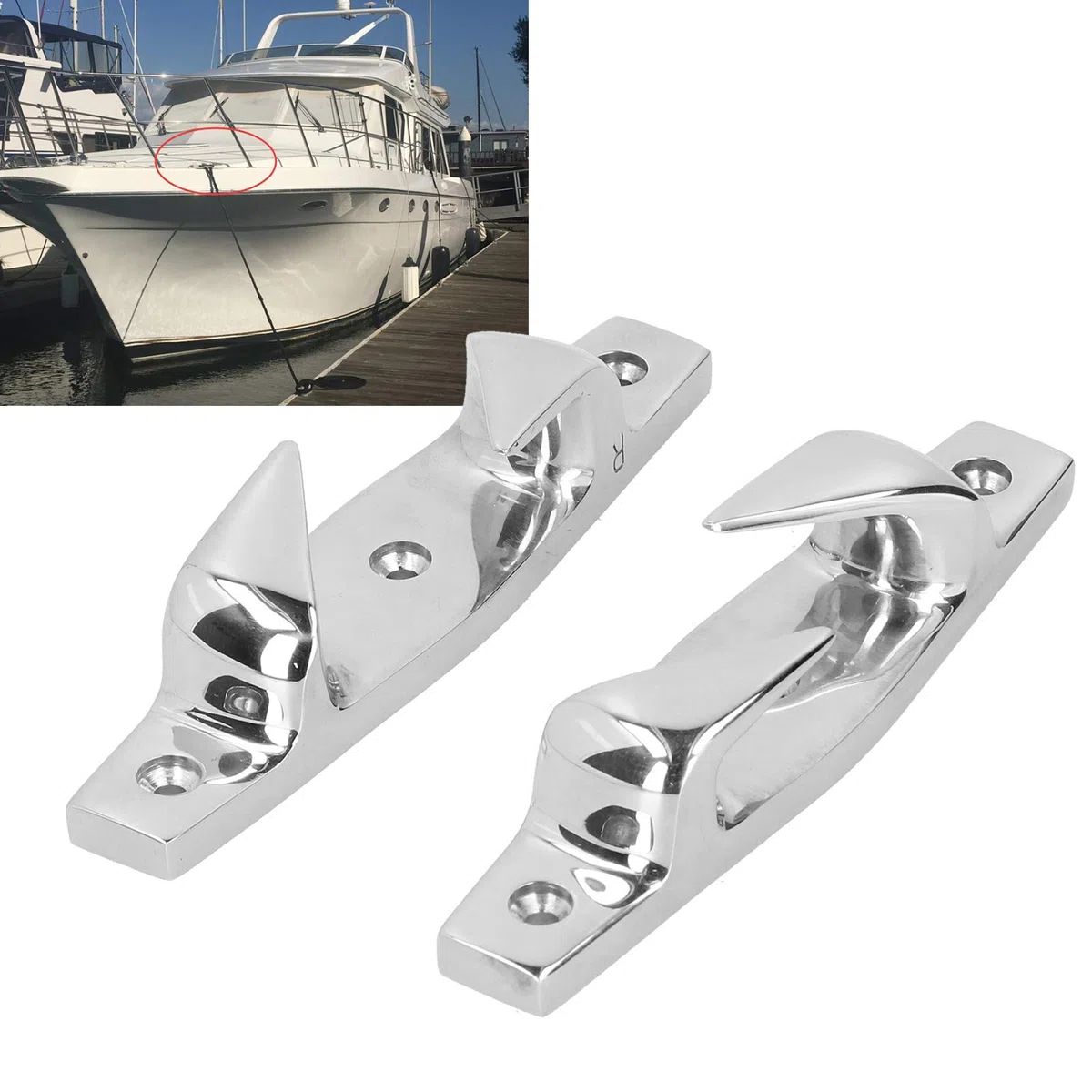 2 piezas de 6 pulgadas de arco, guía de cuerda, listón de anclaje, listones de amarre, guía de acero inoxidable izquierda derecha para yate de barco marino
