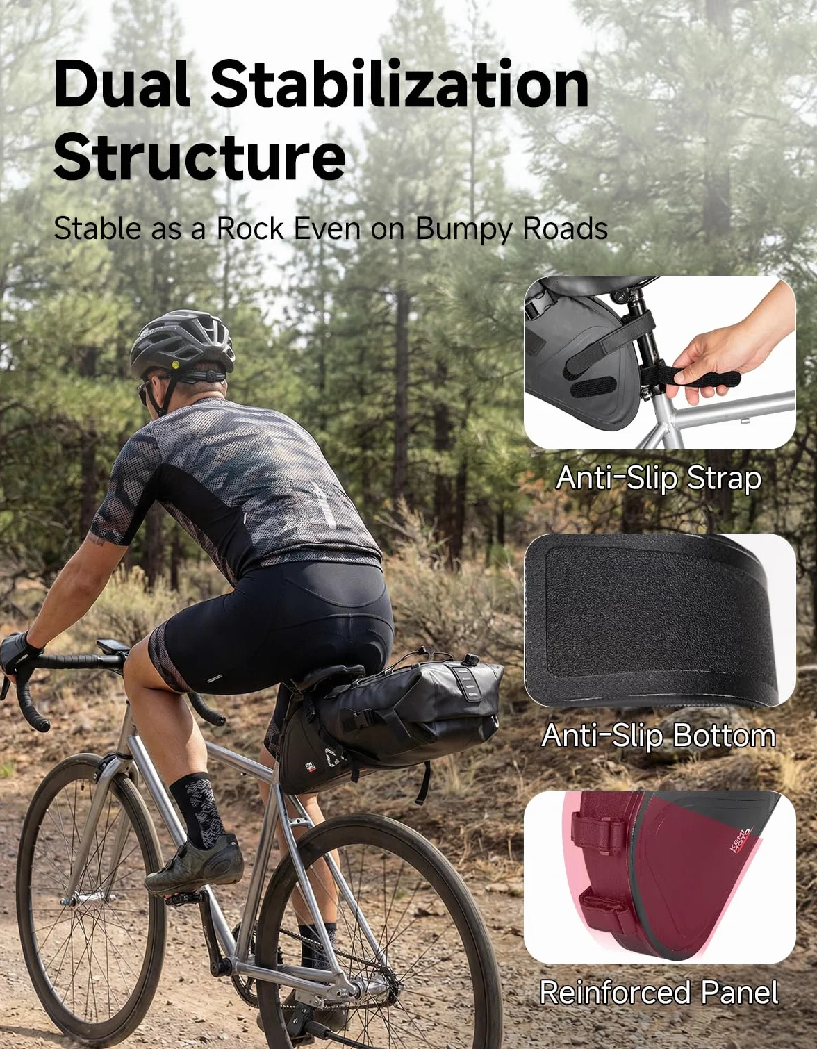 Bolsa para sillín de bicicleta KEMIMOTO 15L, 100% impermeable, bolsa para sillín de bicicleta, bolsa para asiento de bicicleta, bolsa para sillín de bicicleta para bicicleta eléctrica y MTB, con