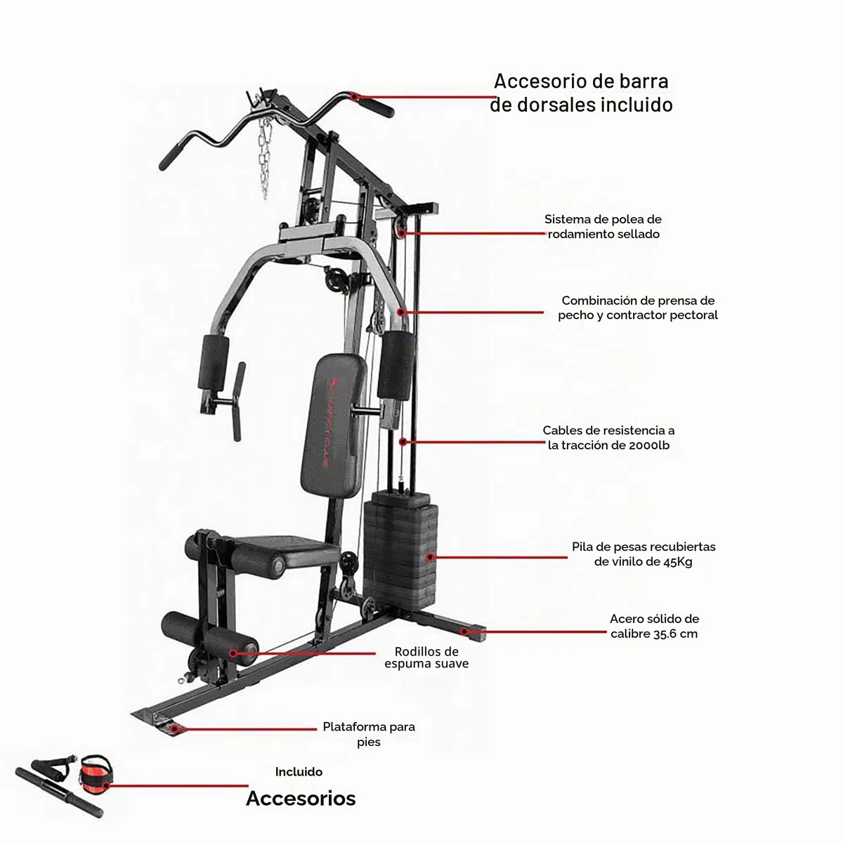 Marcy Estación de entrenamiento multifuncional de 100 libras a 200 libras, gimnasio en casa para levantamiento de pesas y culturismo