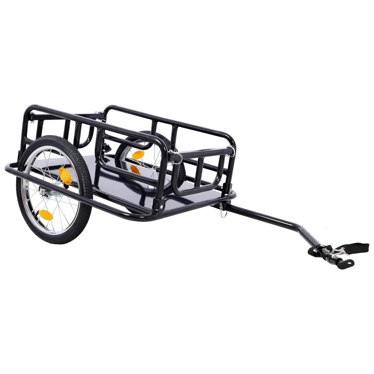 Remolque de carga para bicicleta, carro de bicicleta plegable con ruedas de 16 pulgadas y reflectores, carrito de almacenamiento para transportar equipaje y herramientas