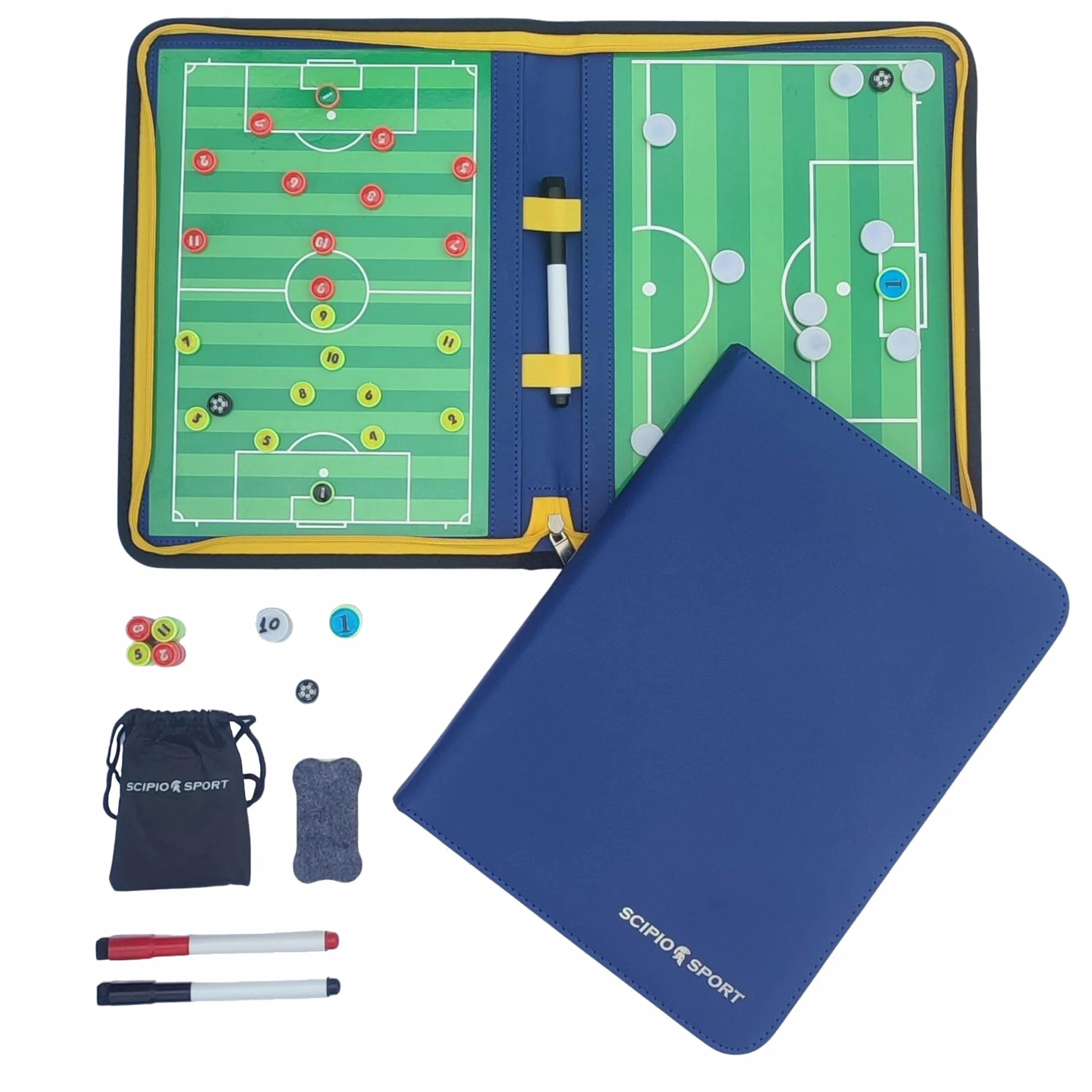 SCIPIO SPORT - Dispone de 3 Equipos, Pizarra Tactica Entrenador Futbol, Carpeta Tactica Entrenamiento, Regalo Entrenadores Futbol, Pizarra Magnetica Entrenador, Pizarra Futbol y Futbol 7