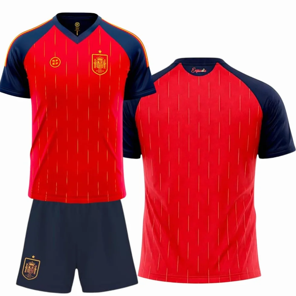 Camiseta selección española- Personalizable - Mundial 2026-2028 Replica Oficial | Niño Unisex | Equipación Fútbol Infantil | Nombre y Número Personalizado | Tejido Deportivo Transpirable