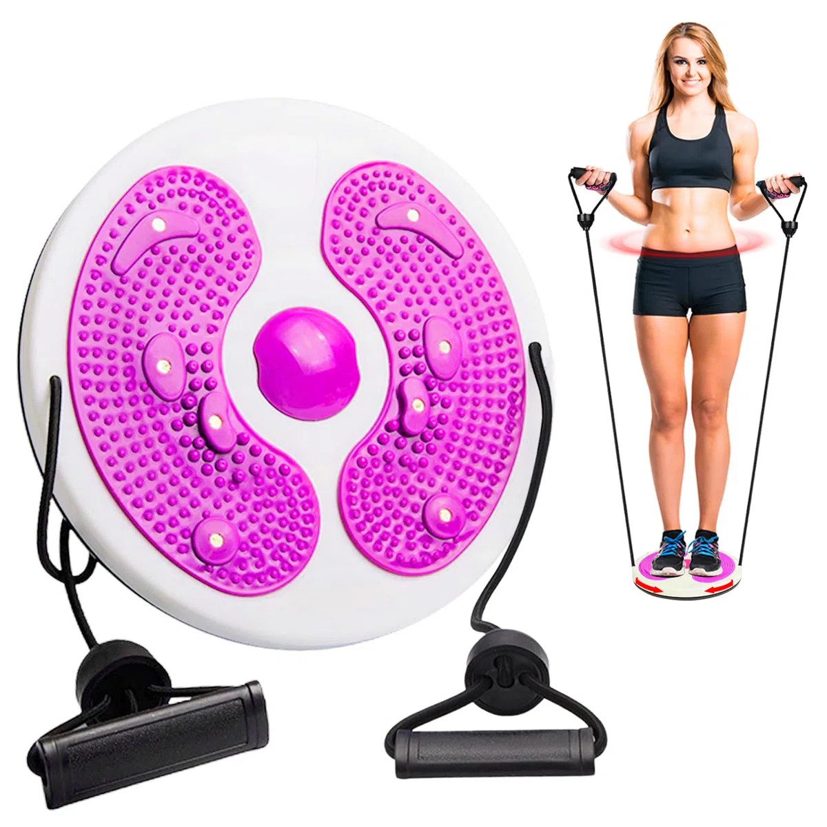 Twist Waist Disc, Twist Cintura Torsión Disc Fitness Disco Torsión Con correa de Mano Máquina de Cintura torcida Multifuncional Masaje Suela pies Disco Cintura Giratorio Para Ejercicio en casa