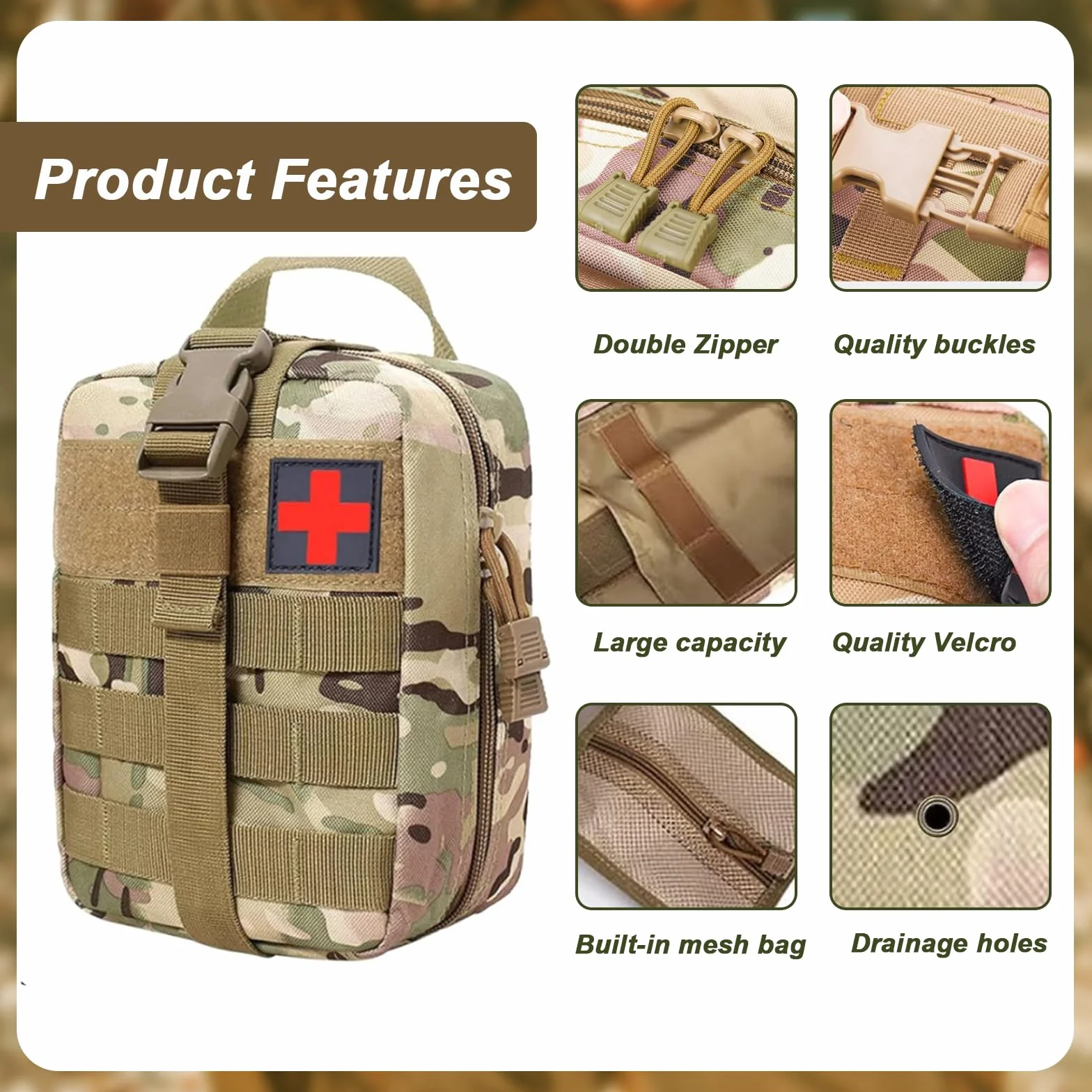 Tactical Medical,Médica Bolsa,Botiquín Primeros Auxilios,Táctica Compacta Botiquín,Bolsa Emergencia,Kit Primeros Auxilios, Botiquin Primeros (amarillo camuflaje)