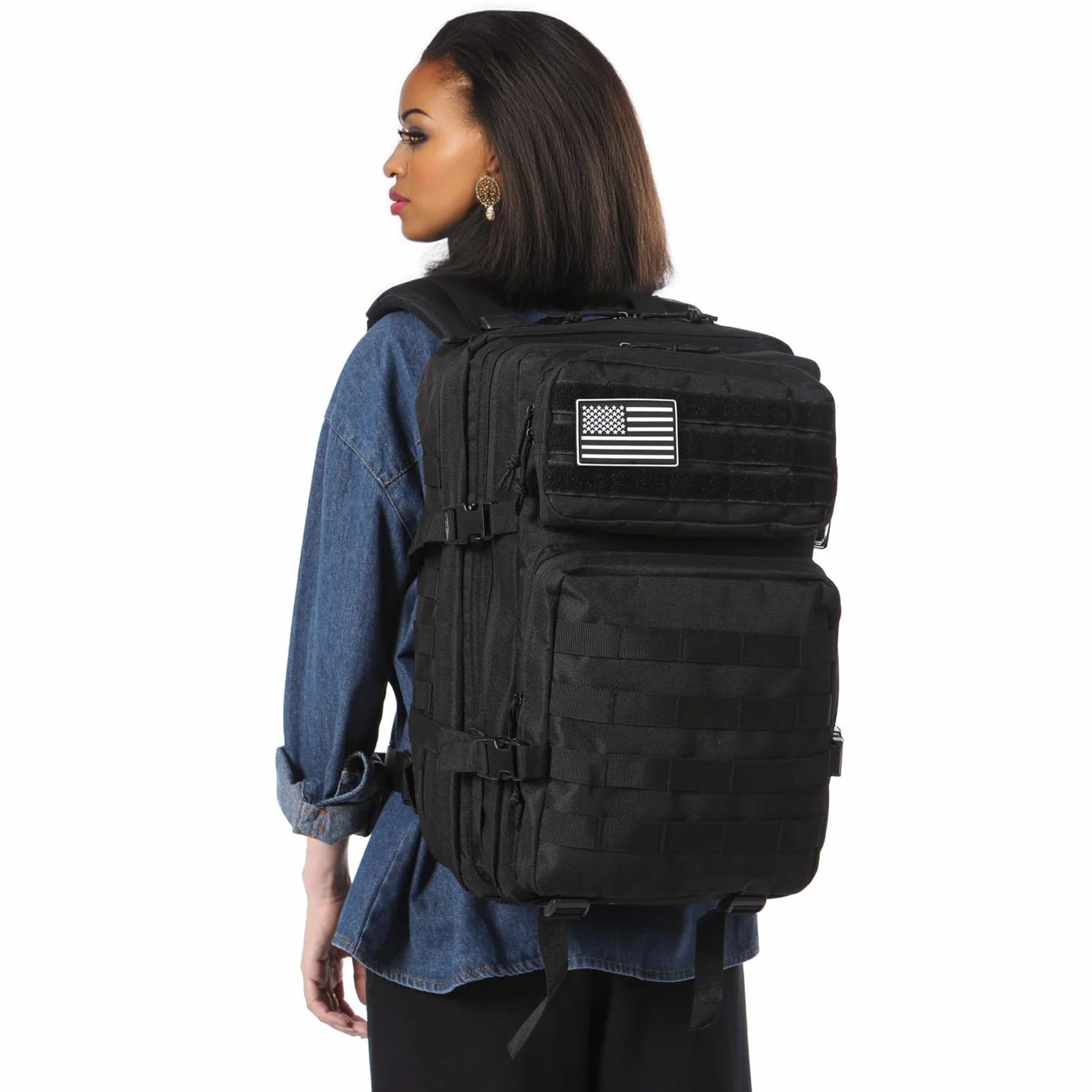 Mochila De Pesca Impermeable 50 Litros Nailon Táctica Militar Senderismo Negro