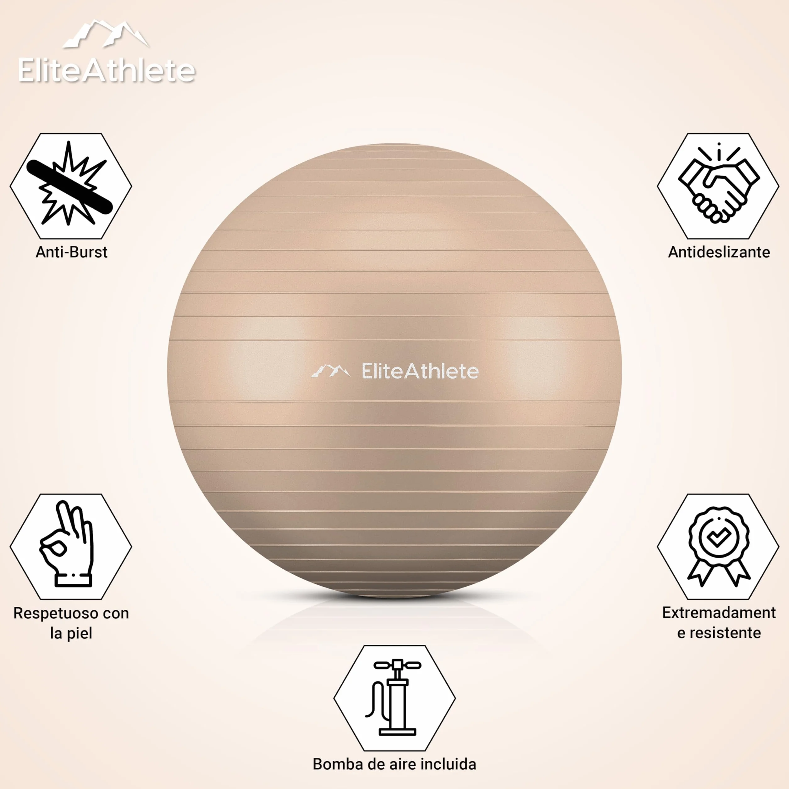EliteAthlete Pelota de Pilates Fitball 55 cm 65 cm 75 cm 85 cm con Bomba de Aire