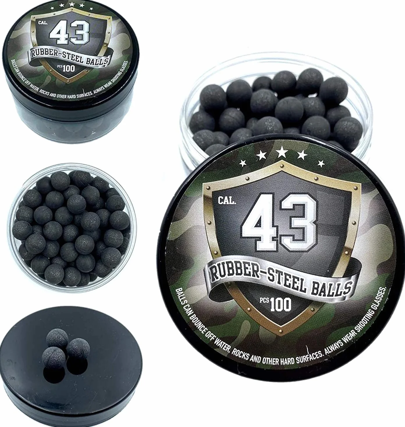 SSR 100 Rubber Balls .43 Cal Paintballs for T4E RAM Revolver Pistol M2 TMP1