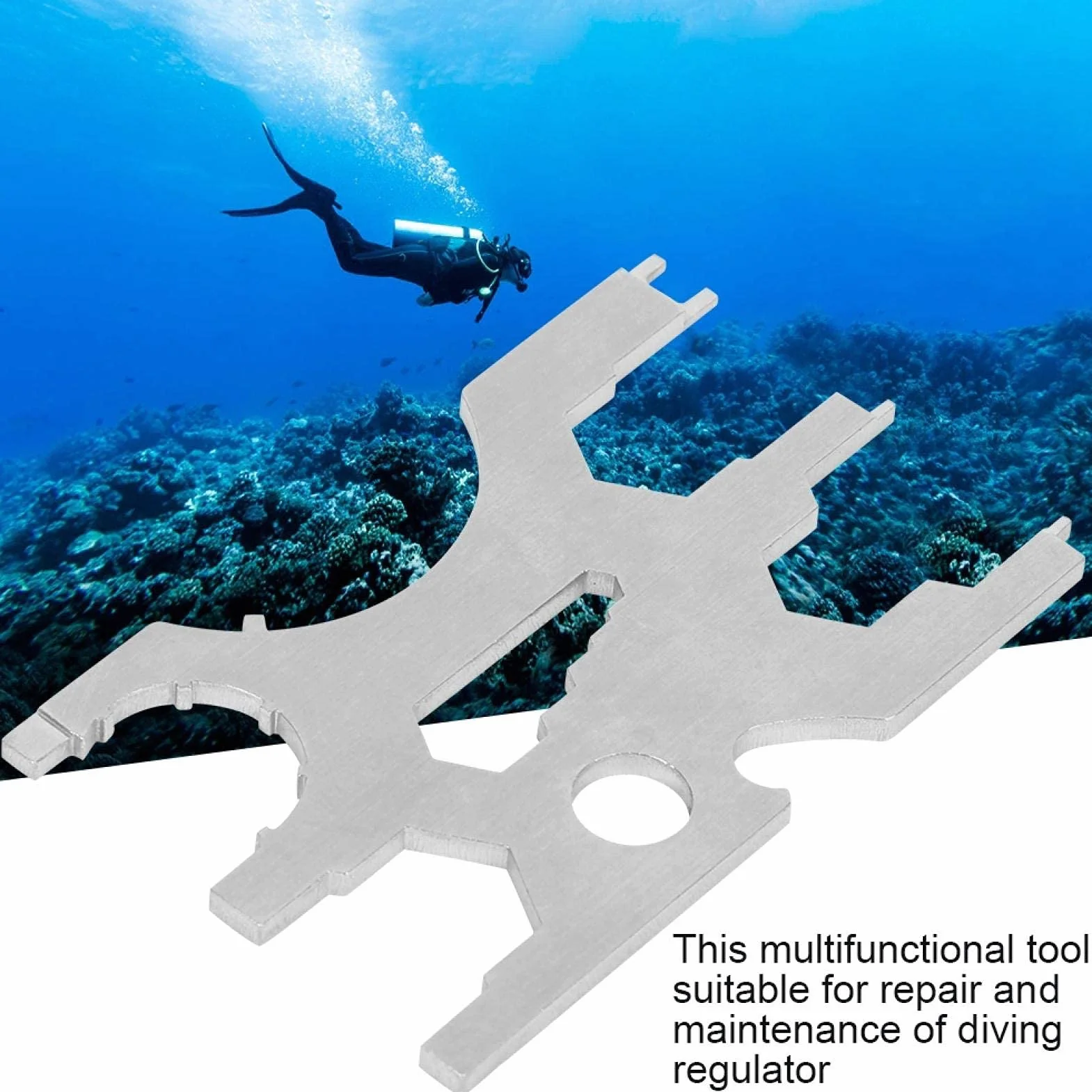Demeras Herramienta de reparación de Buceo Herramienta de Buceo Multi Herramienta de Buceo de Acero Inoxidable multifunción submarina Kit regulador de Buceo