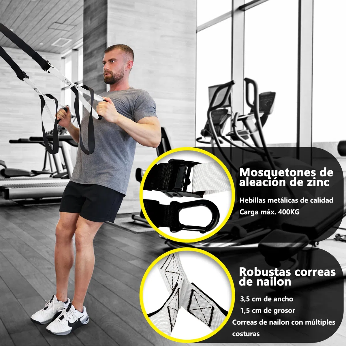 DH FitLife Juego de entrenamiento en suspensión para entrenamiento de cuerpo entero, para entrenamiento de fuerza y entrenamiento en casa, resistencia de peso corporal para casa y de viaje