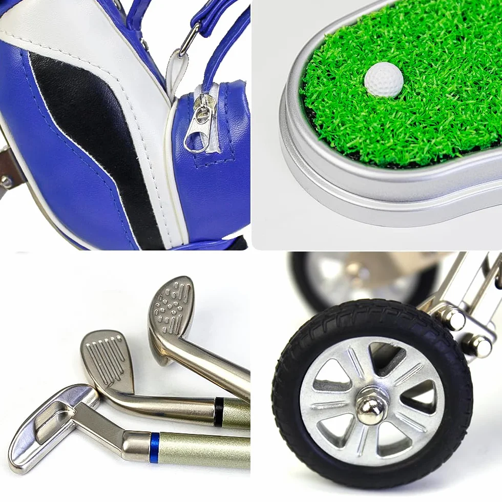 Kofull Sets de Regalo de Golf Juego de Escritorio de Mini Golf, Soporte para bolígrafos de Palo de Golf con Color Verde, Regalo de Escritorio de Oficina