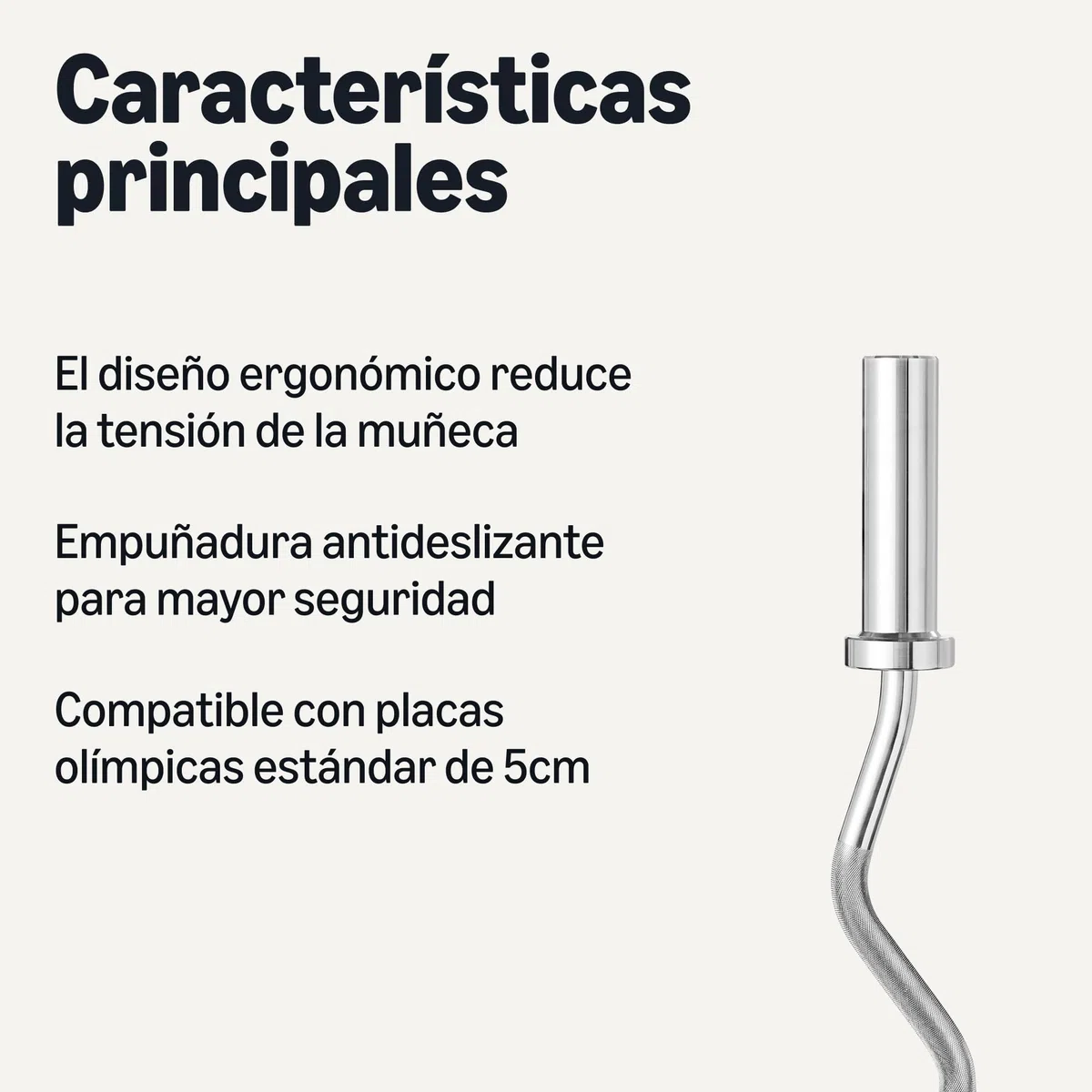 Amazon Basics Barra Olímpica Curvada de 5,1cm, 119,4cm, Cromada