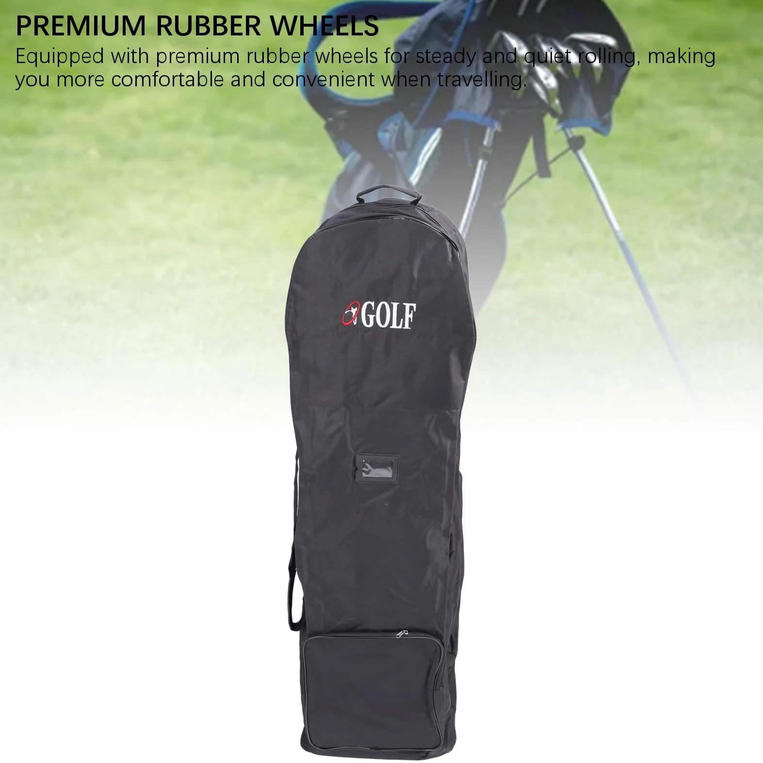 Wakects Bolsa de Viaje de Golf con Rueda, Tela Oxford 600D, Funda para Bolsa de Golf, Bolsa de Viaje Plegable Portátil con Bolsillo de Almacenamiento para Aerolíneas Voladoras, Color Negro