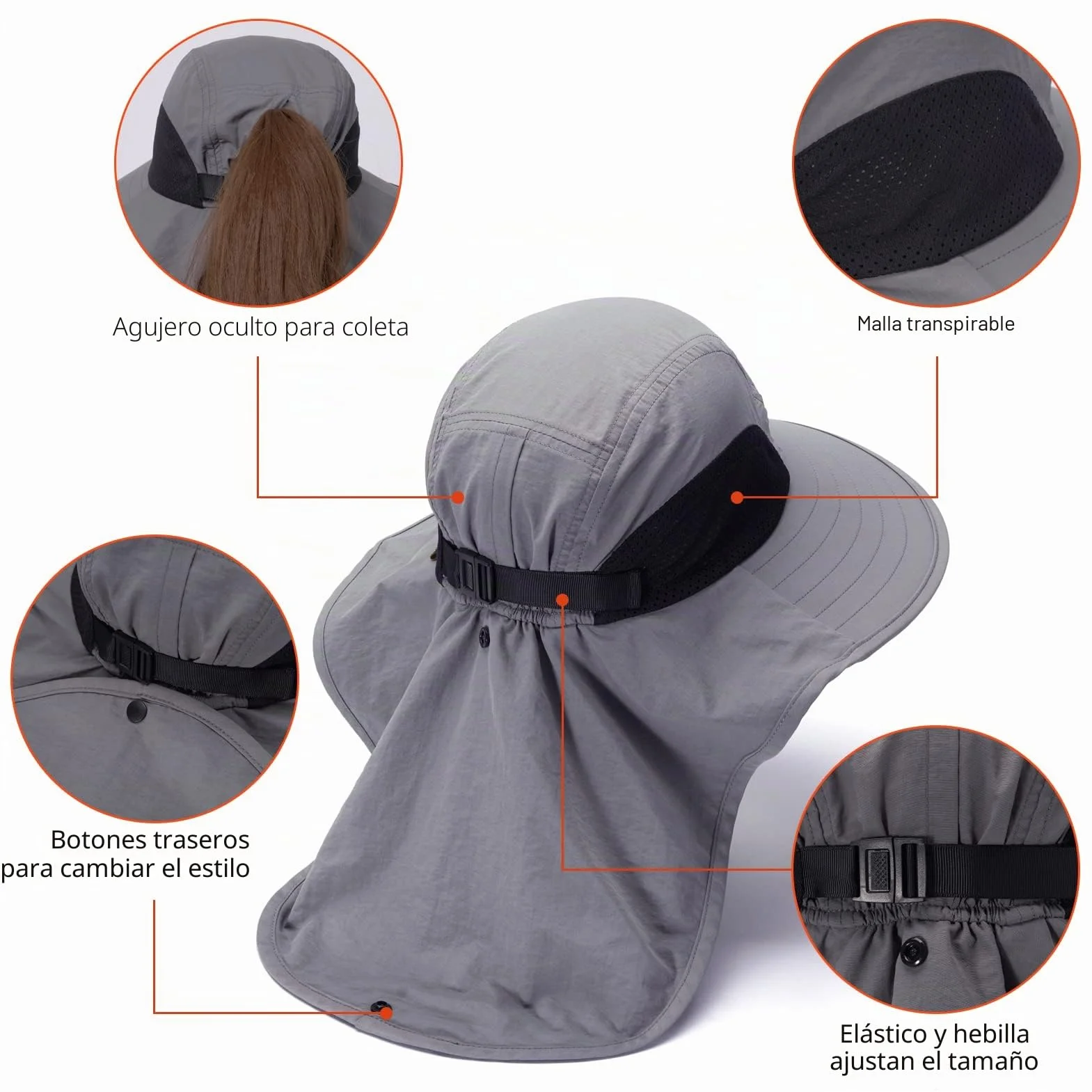 Bassdash UPF 50+ Sombrero de Sol de ala Ancha Resistente al Agua con Solapa de Cuello Grande para Pesca