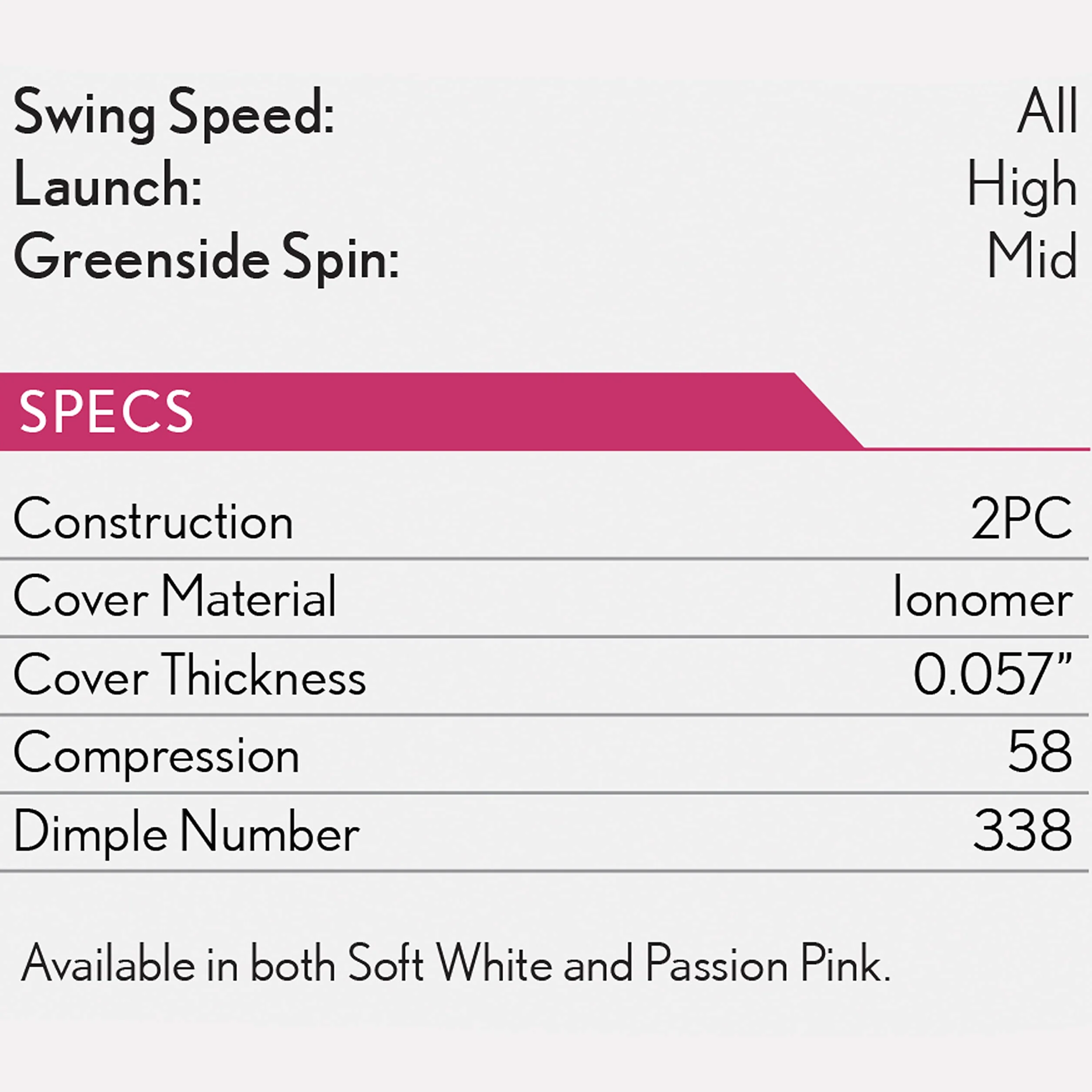 Srixon Soft Feel Lady Pelota de Golf para Damas Baja compresión