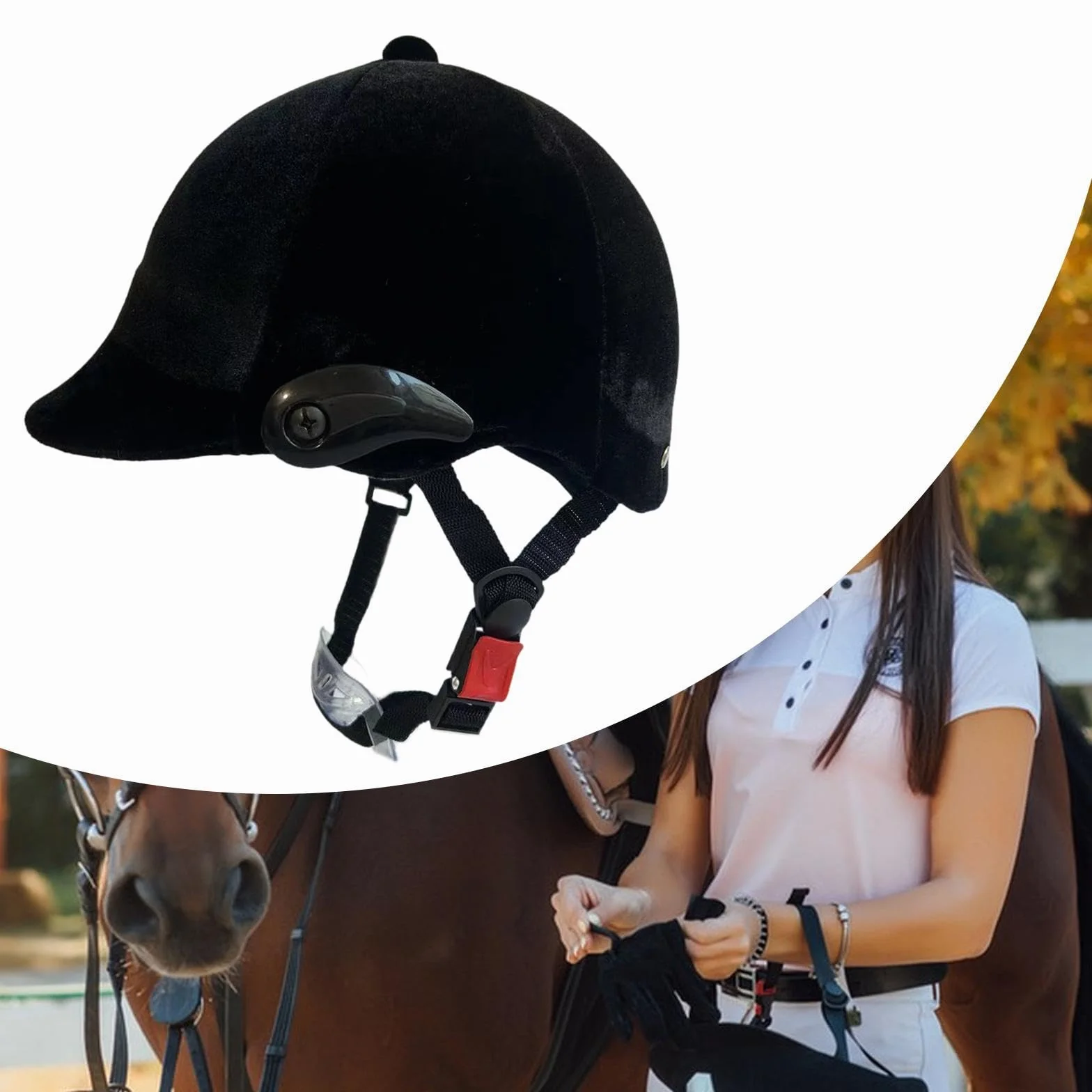 Perfeclan Casco de Cabello Equipo de equitación Equipo Profesional Equipo Ecuestre de Terciopelo Negro para Hombres Capilla de Casco Ecuestre