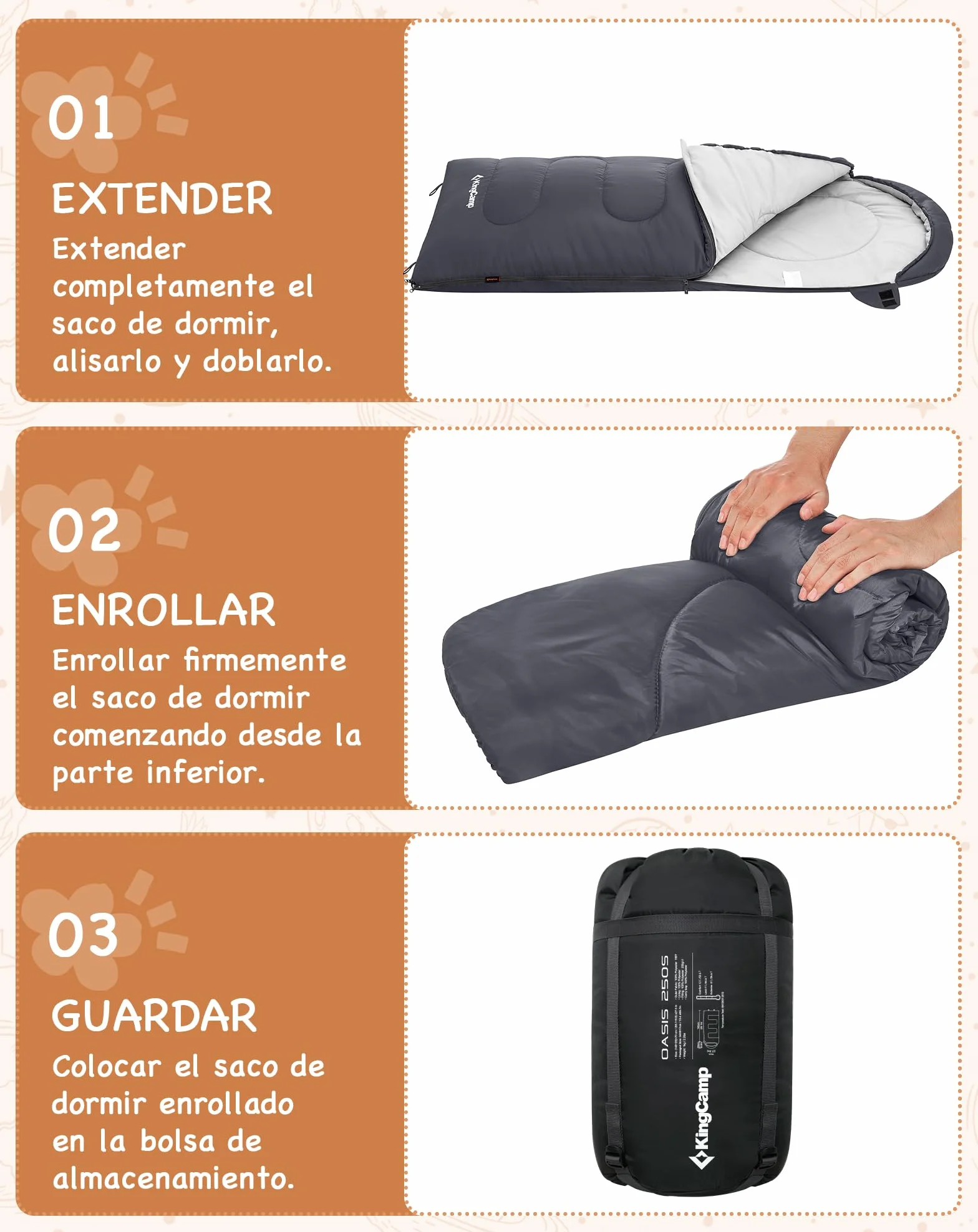 KingCamp Saco de Dormir Oasis 3-4 Estaciones Impermeable y Ligero para Camping (Niños y Adultos) - Conectable Izquierda/Derecha para Saco Doble, Ideal para Viajes y Actividades al Aire Libre