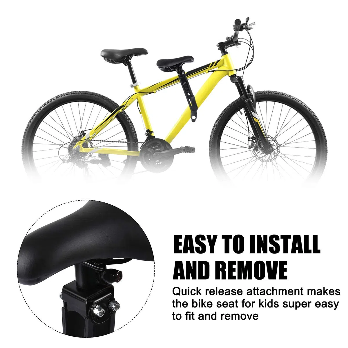 Asiento de Bicicleta para niños para Bicicletas de montaña, Asientos Delanteros Desmontables para niños de 2 a 5 años, Compatible con Todos los Adultos MTB (Asiento y Asa)