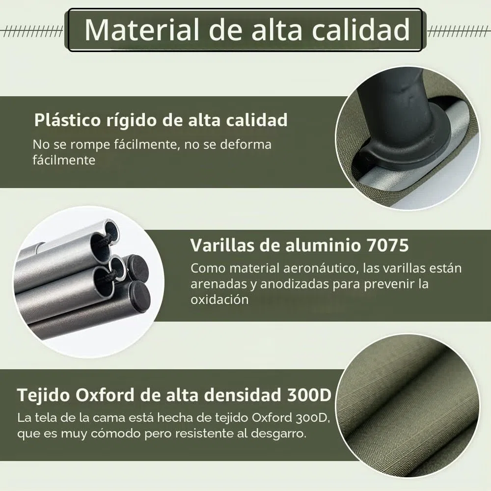 TOMOUNT Cama plegable ultraligera de aluminio, compacta, portátil, fácil de construir, resistente cama de camping para camping, senderismo, viajes, playa, verde