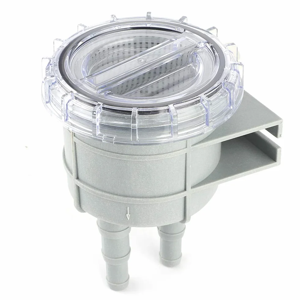 Filtro de agua mar universal 108 mm (4,3 pulgadas) para refrigeración motores marinos, compatible con mangueras 1/2", 5/8" y 3/4", carcasa transparente fácil limpieza