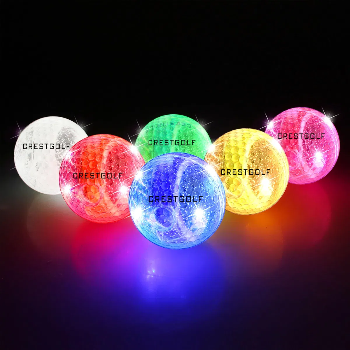 CRESTGOLF 3 unidades/6 bolas de golf LED brillantes para la noche, 4 luces LED, bolas de golf muy brillantes y perfectas para golf de larga distancia