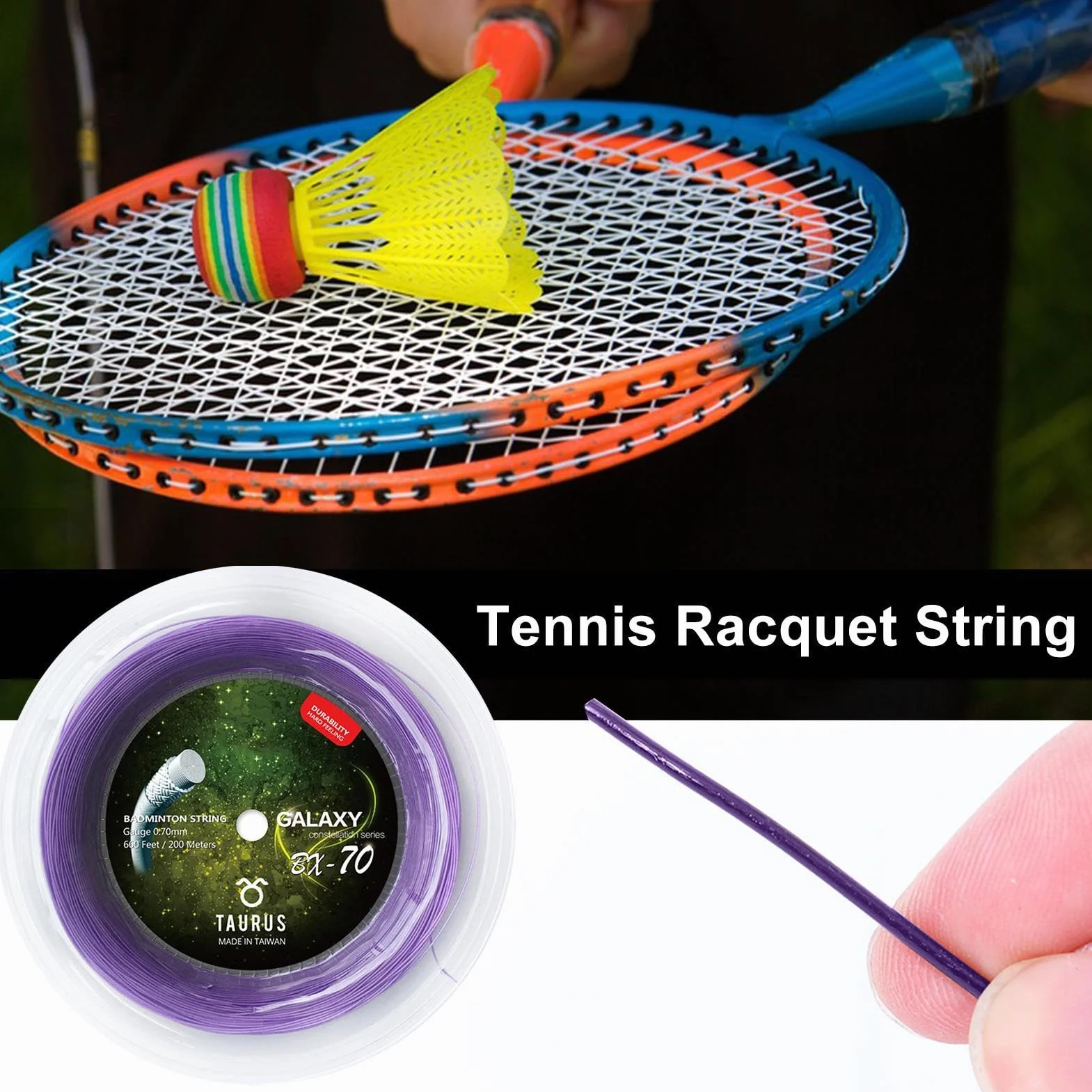 Genérico Cuerda para Bádminton - Raqueta De Bádminton con Hilo De Reemplazo - 200 Metros Elástica para Práctica Deportiva Y Uso Intensivo