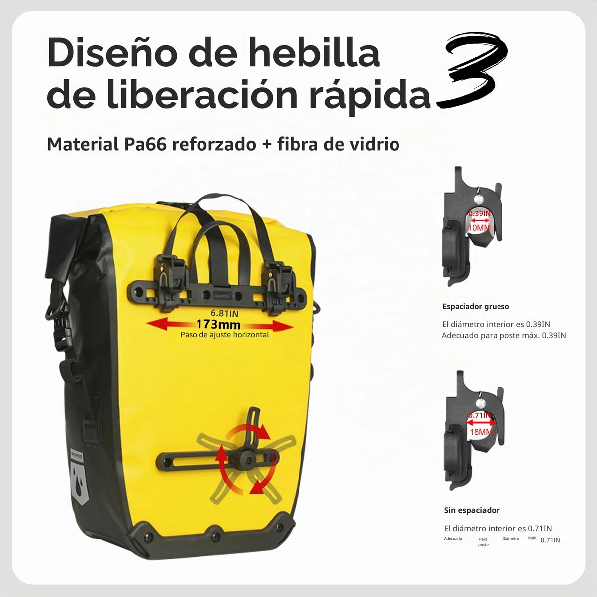 Bolsa de Bicicleta Rhinowalk Bolsa de Alforja de Bicicleta Impermeable de 25L para Portaequipaje de Bicicleta Bolsa de Sillín Bolsa de Hombro Bolsa de Alforja para Laptop Bolsa de Bicicleta Accesorios