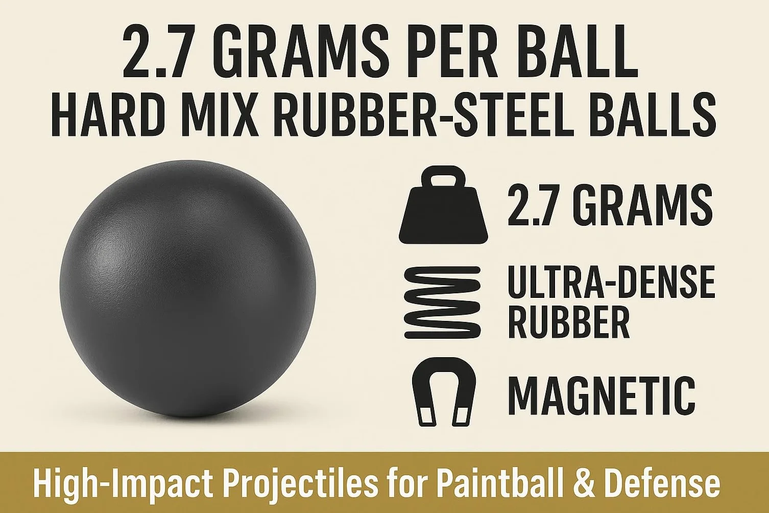 SSR 100 S-Style Premium Bolas de Paintball de Goma Dura Mixta 2.7 g para Pistolas de 50 Cal