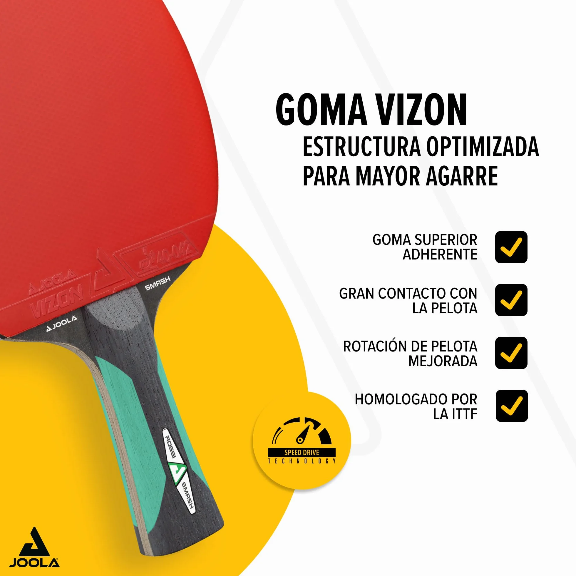 JOOLA Rosskopf Smash Pala de Tenis de Mesa, Unisex Adulto, Multicolor, Talla Única