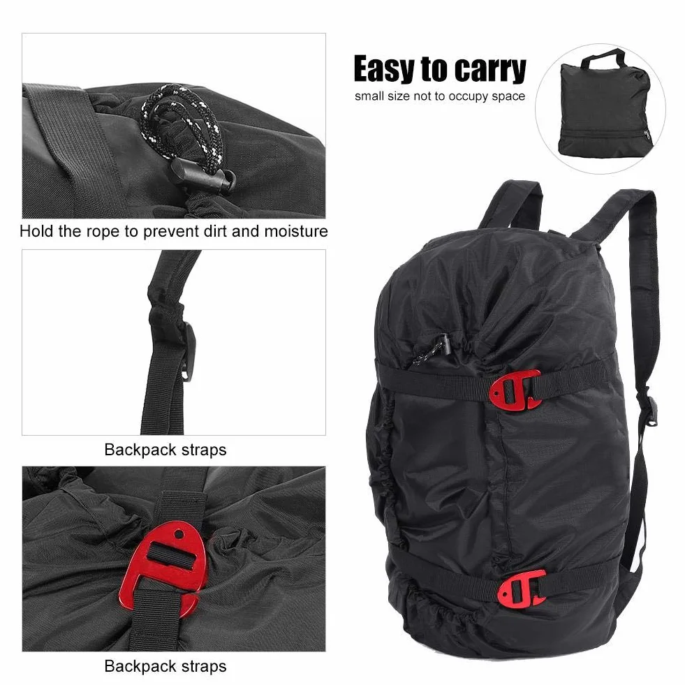 MAGT Bolsa de escalada Oxford Mochila con cuerda para montañismo al aire libre, Negro