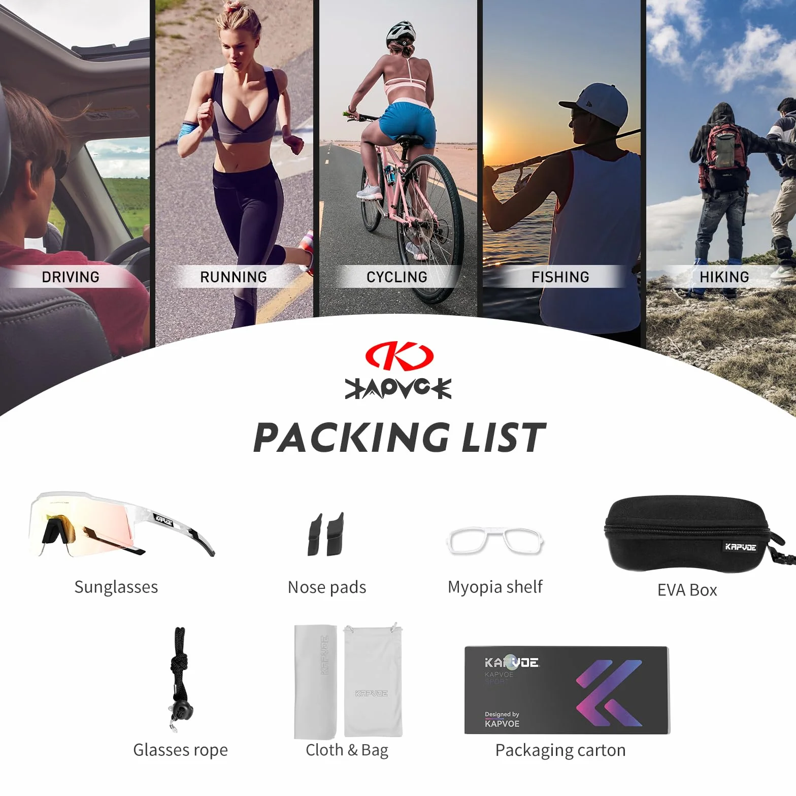 KAPVOE Gafas de Ciclismo Fotocromáticas TR90 K9023