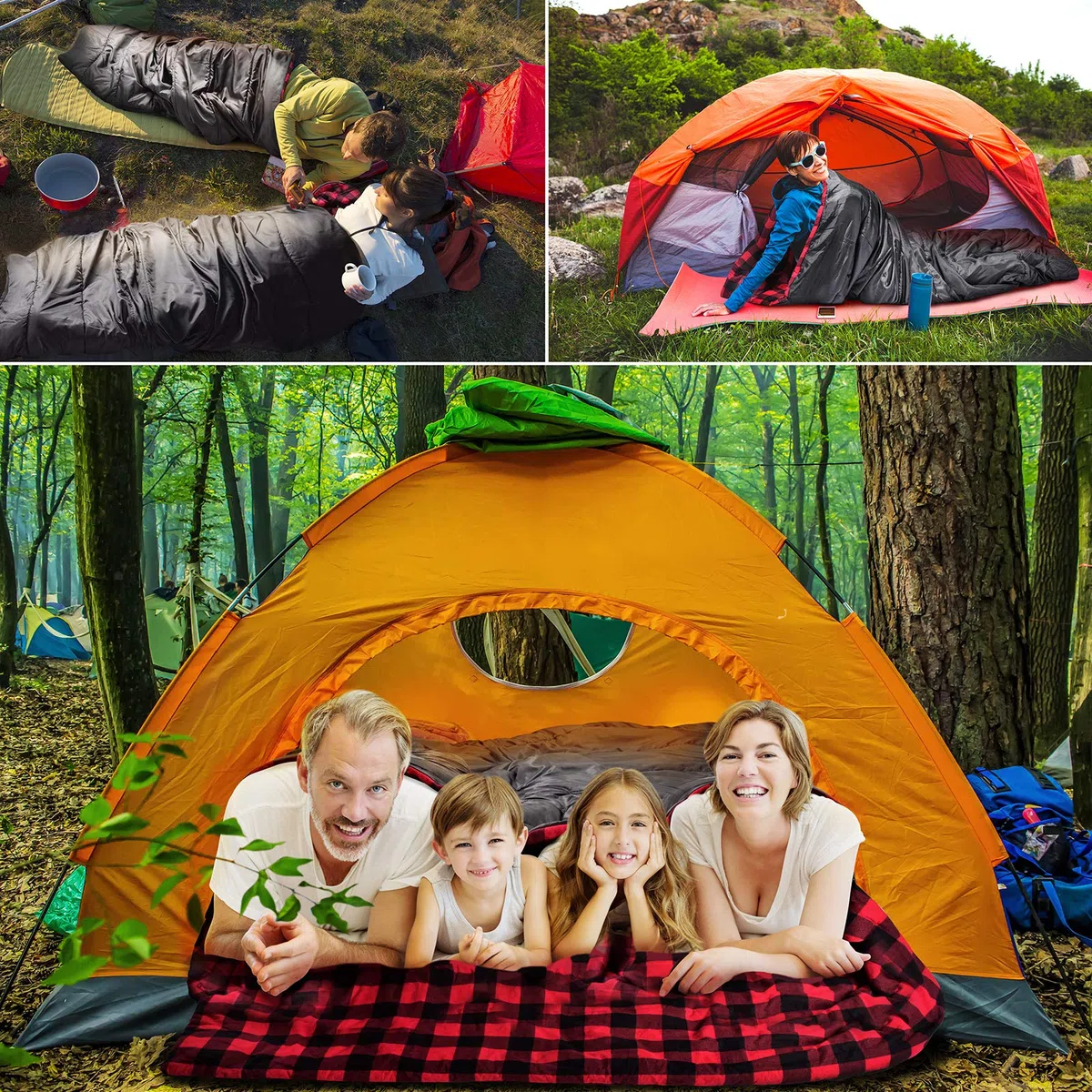 Saco de Dormir Doble de Franela de algodón para Camping, Senderismo o Senderismo. Saco de Dormir Impermeable para 2 Personas, para Adultos o Adolescentes. Camión, Tienda de campaña o Saco de Dormir