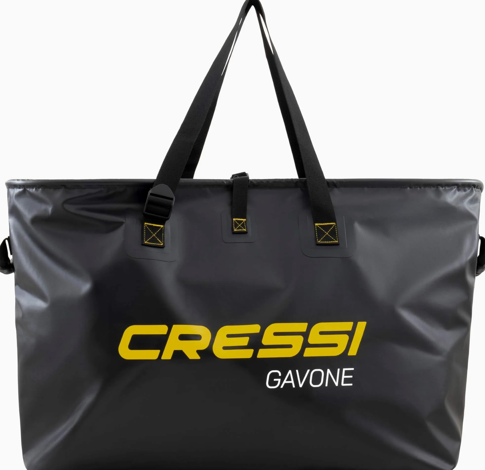 Cressi Gavone Black-Bolsa Impermeable Espaciosa de Lona de PVC Negro, Evita Que el Agua y Humedad Salgan de los Objetos Contenidos en su Interior y Mojen el Maletero del Coche, el Equipaje o el Suelo