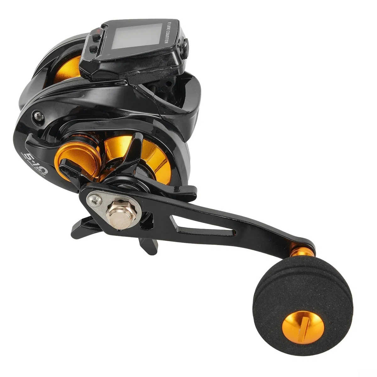 Carrete de pesca eléctrico con pantalla digital, carrete de cebo de pesca recargable, pantalla grande, contador de líneas preciso, alarma de mordida